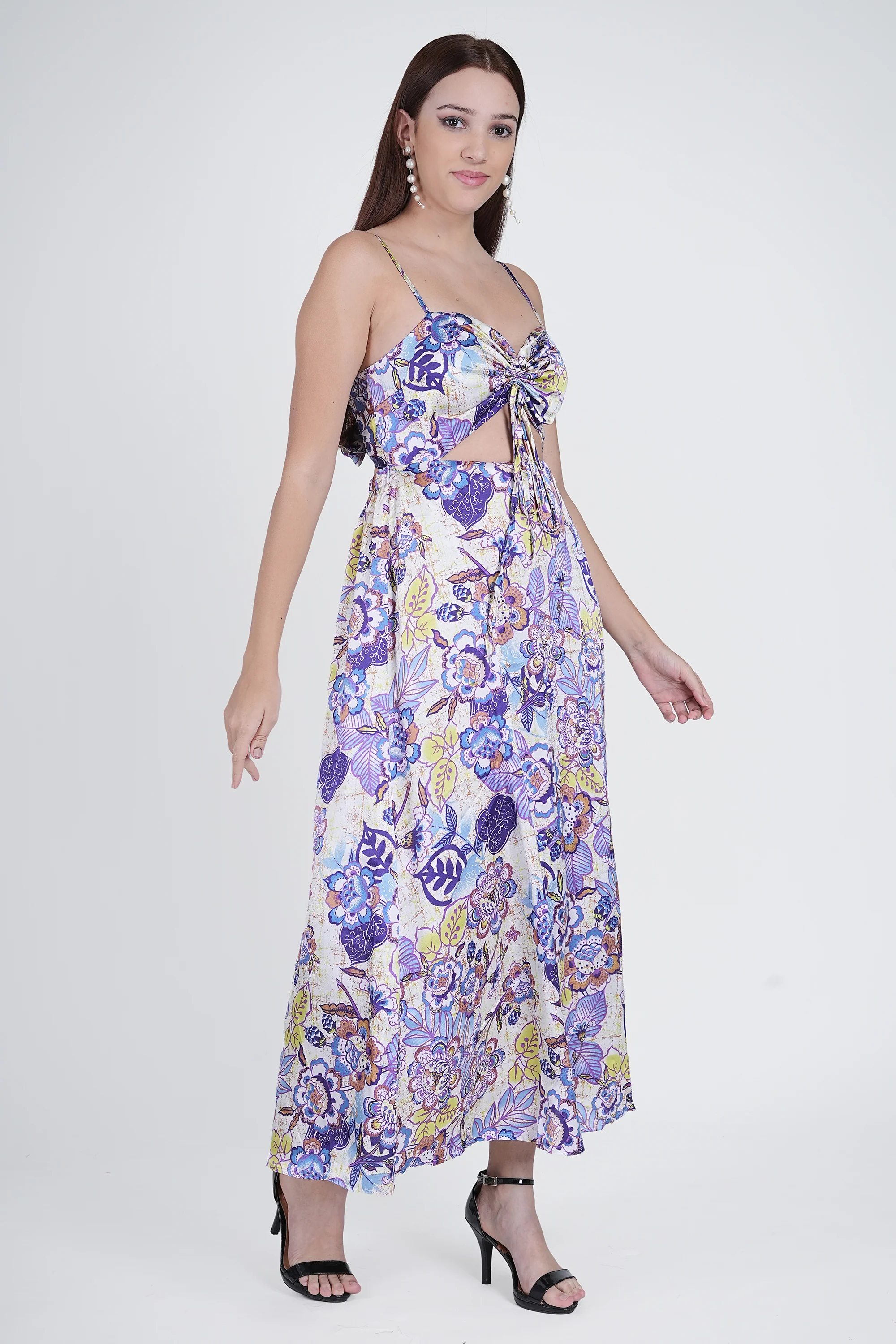 Flawless Cutout Satin Dress - Purple & Blue - Image 6