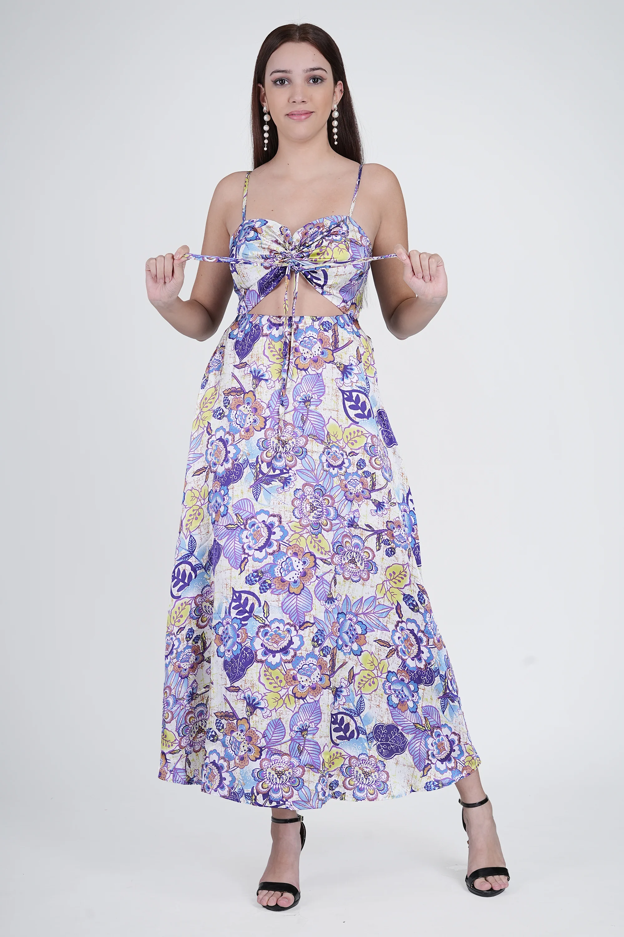 Flawless Cutout Satin Dress - Purple & Blue - Image 7