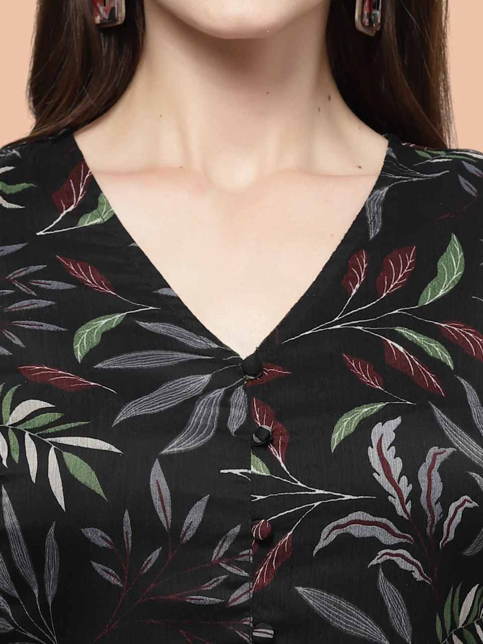 Flawless Leaf Print Flared Midi Dress For Women | TULIP - Image 4