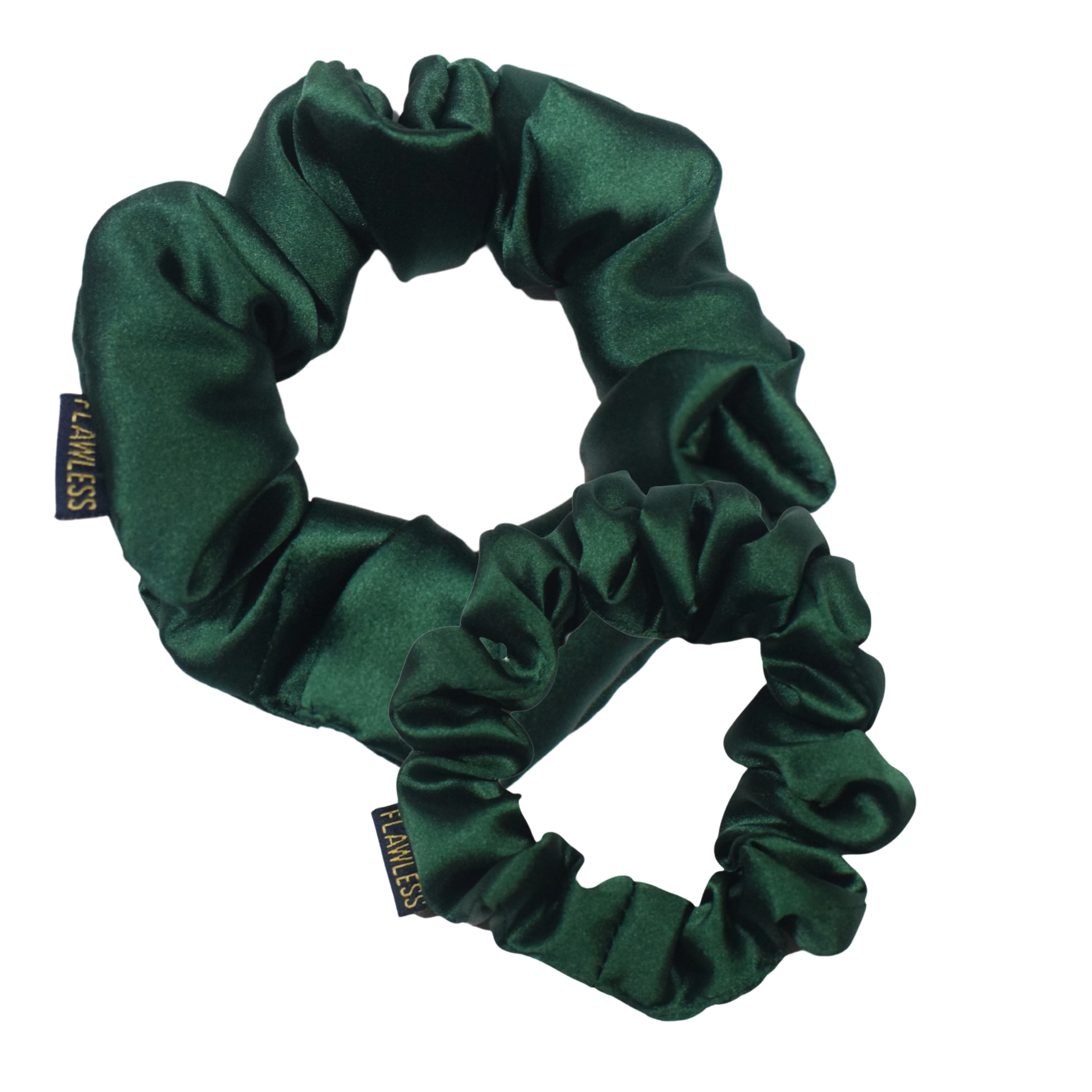 Flawless Luxury Satin Emerald Scrunchies For Women and Girls (Pack of 2) - Image 6