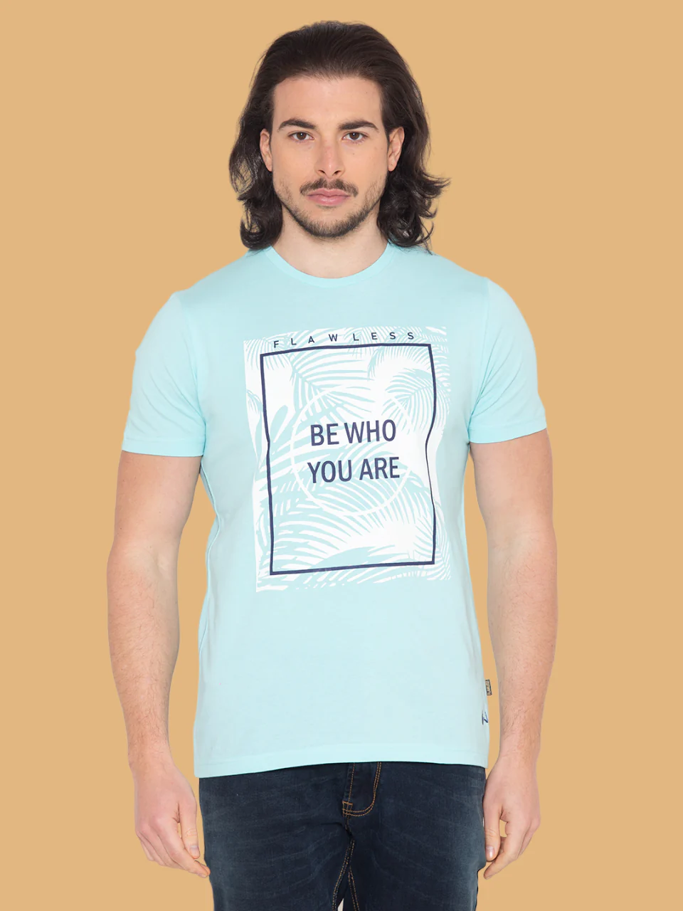 Flawless Men Sky Blue Printed T-Shirt