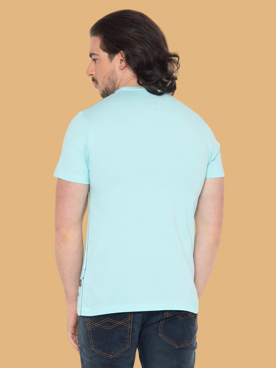 Flawless Men Sky Blue Printed T-Shirt - Image 2