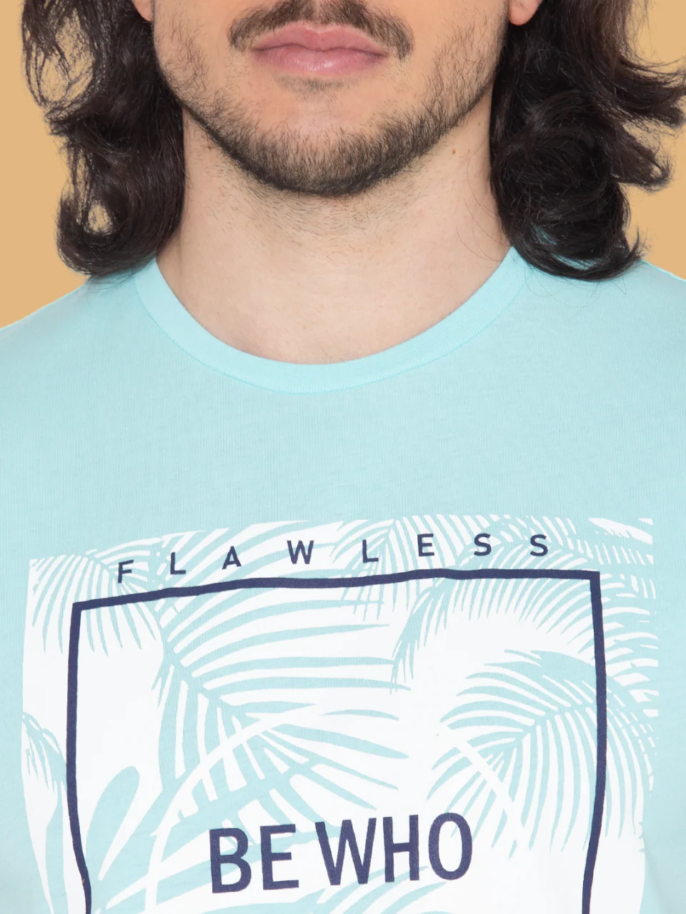 Flawless Men Sky Blue Printed T-Shirt - Image 3