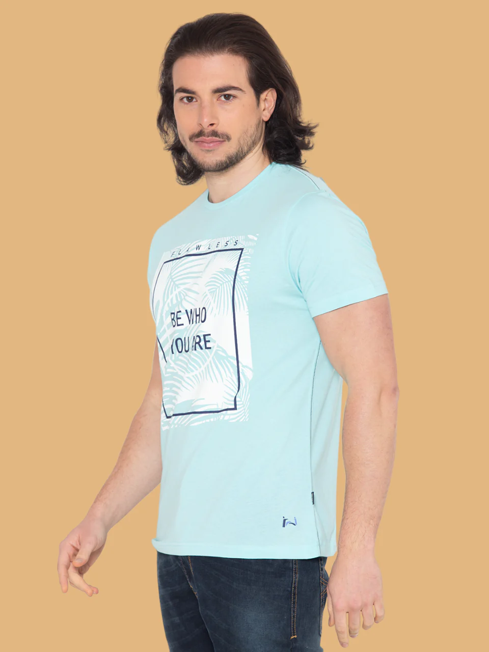 Flawless Men Sky Blue Printed T-Shirt - Image 4