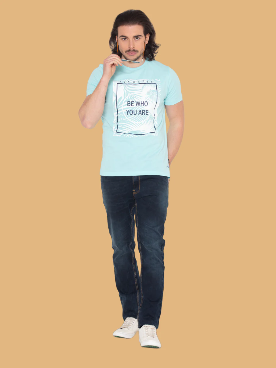 Flawless Men Sky Blue Printed T-Shirt - Image 5