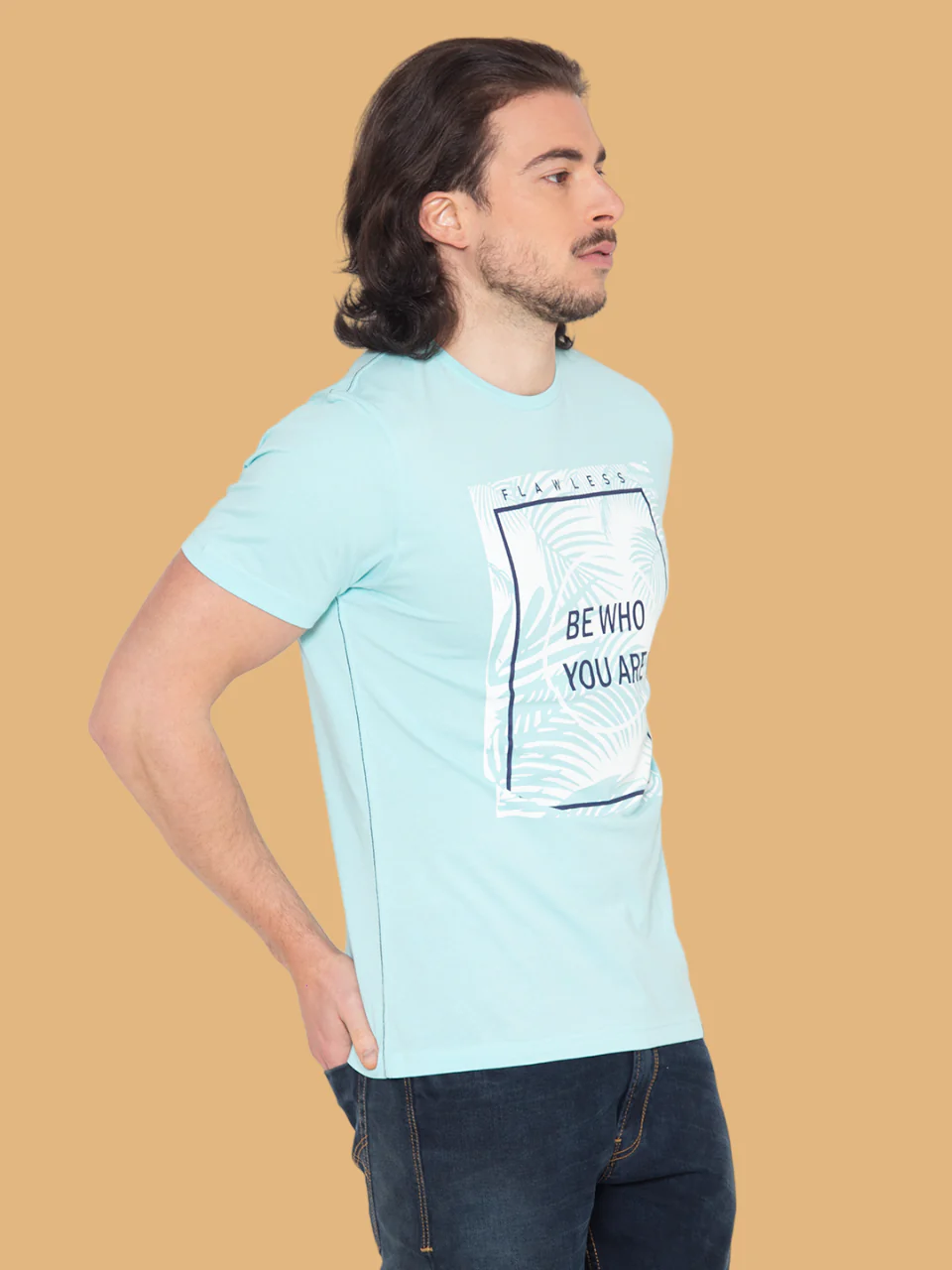Flawless Men Sky Blue Printed T-Shirt - Image 6