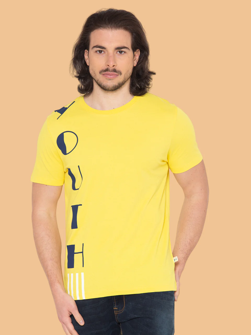 Flawless Men Cotton Yellow T-Shirt