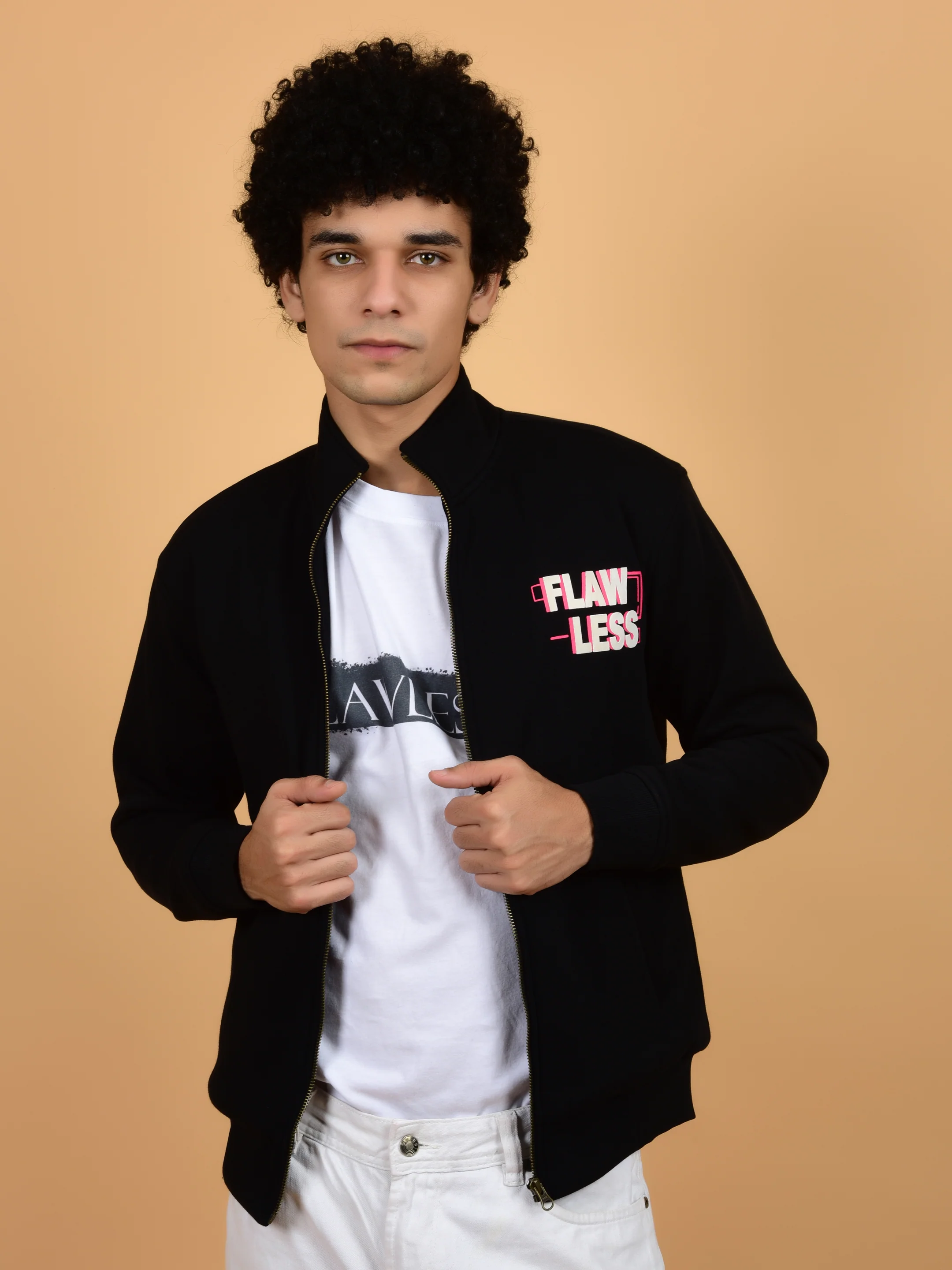 Flawless Men Printed Black Bomber Jacket - Image 2