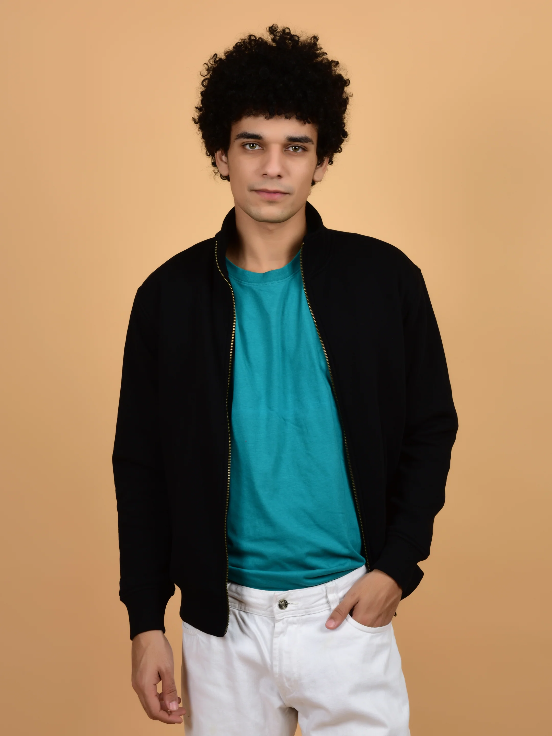 Flawless Printed Men Bomber Black Jacket - Image 2