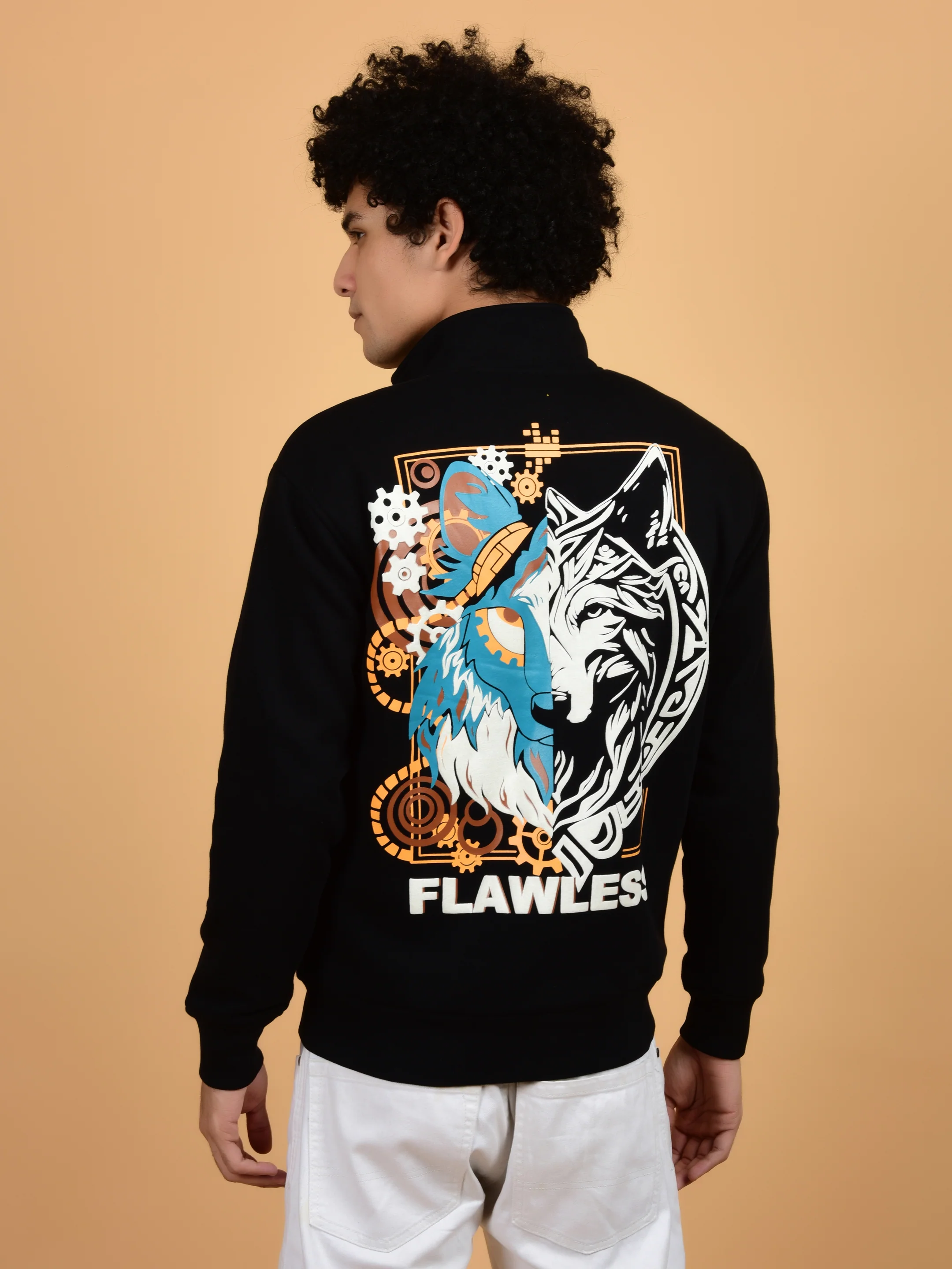 Flawless Printed Men Bomber Black Jacket - Image 6