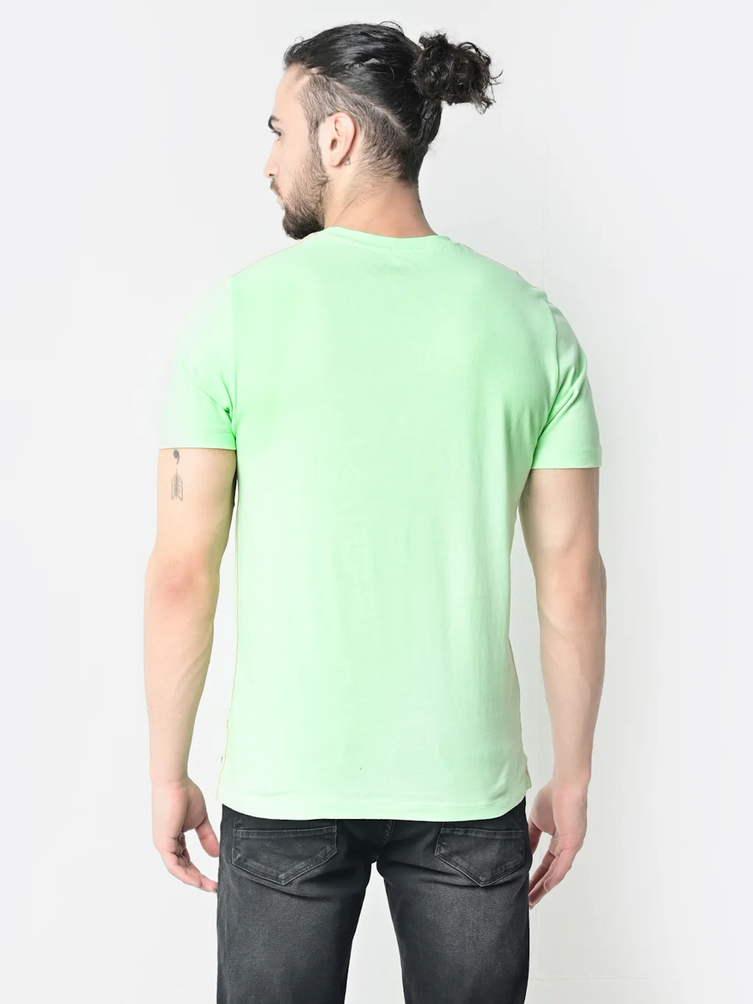 Flawless Men Light Green Printed T-Shirt - Image 2
