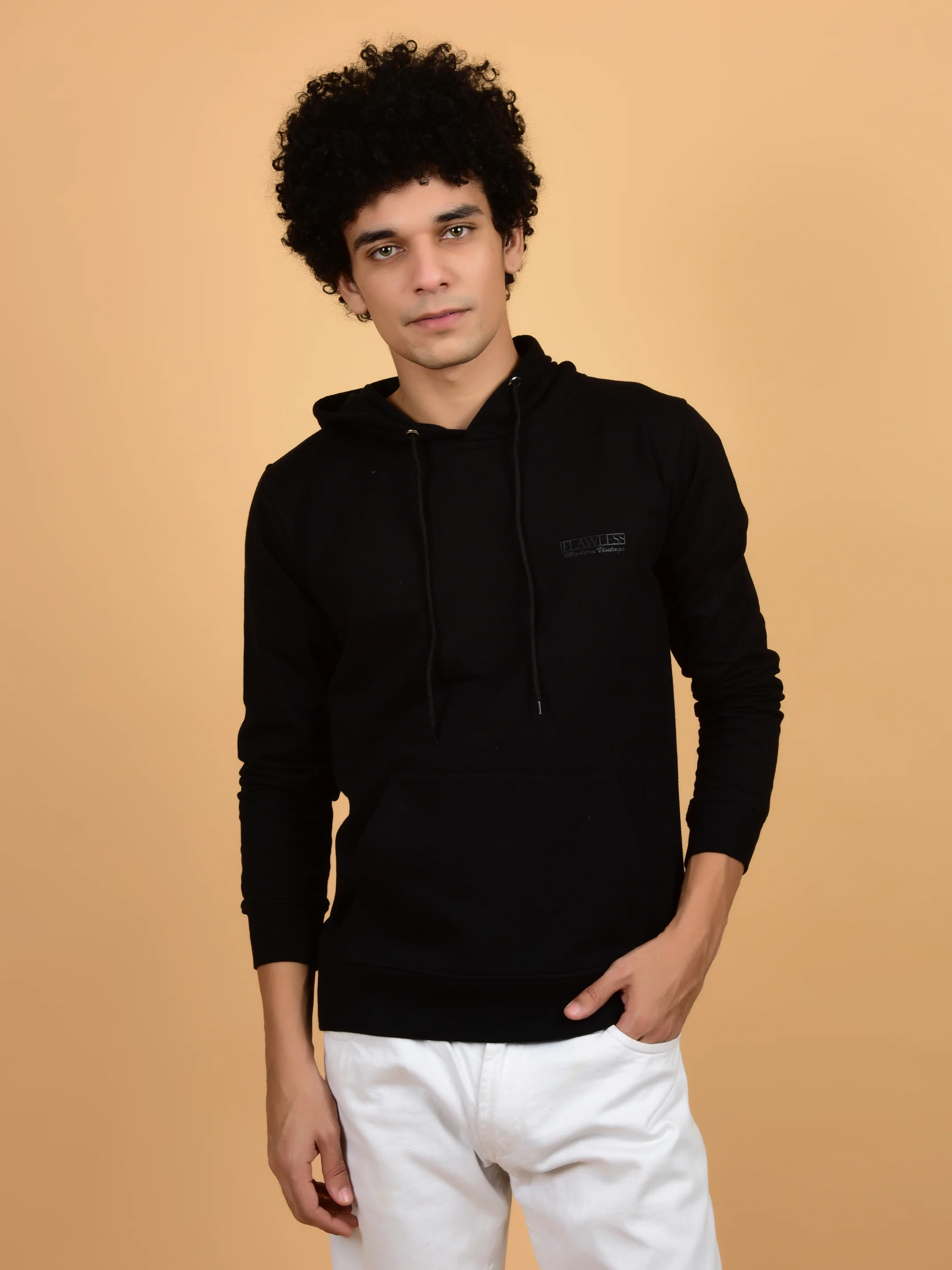 Flawless Men's Black Solid Hoodie