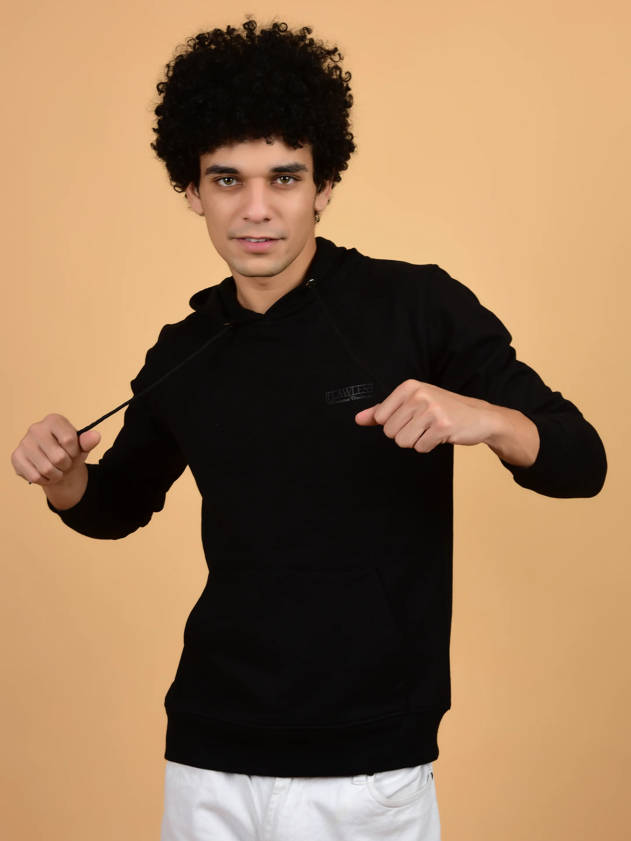 Flawless Men's Black Solid Hoodie - Image 2
