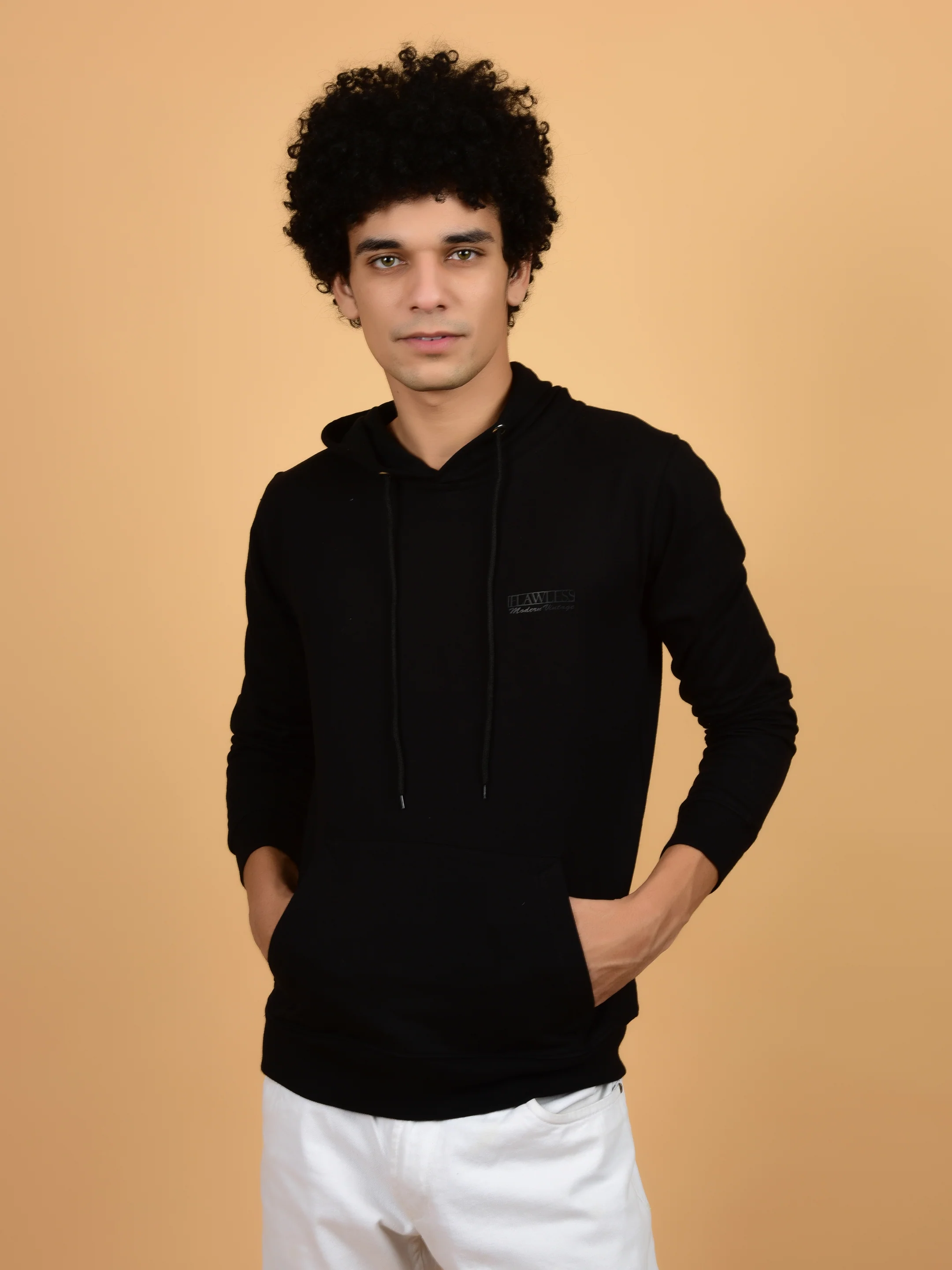 Flawless Men's Black Solid Hoodie - Image 3