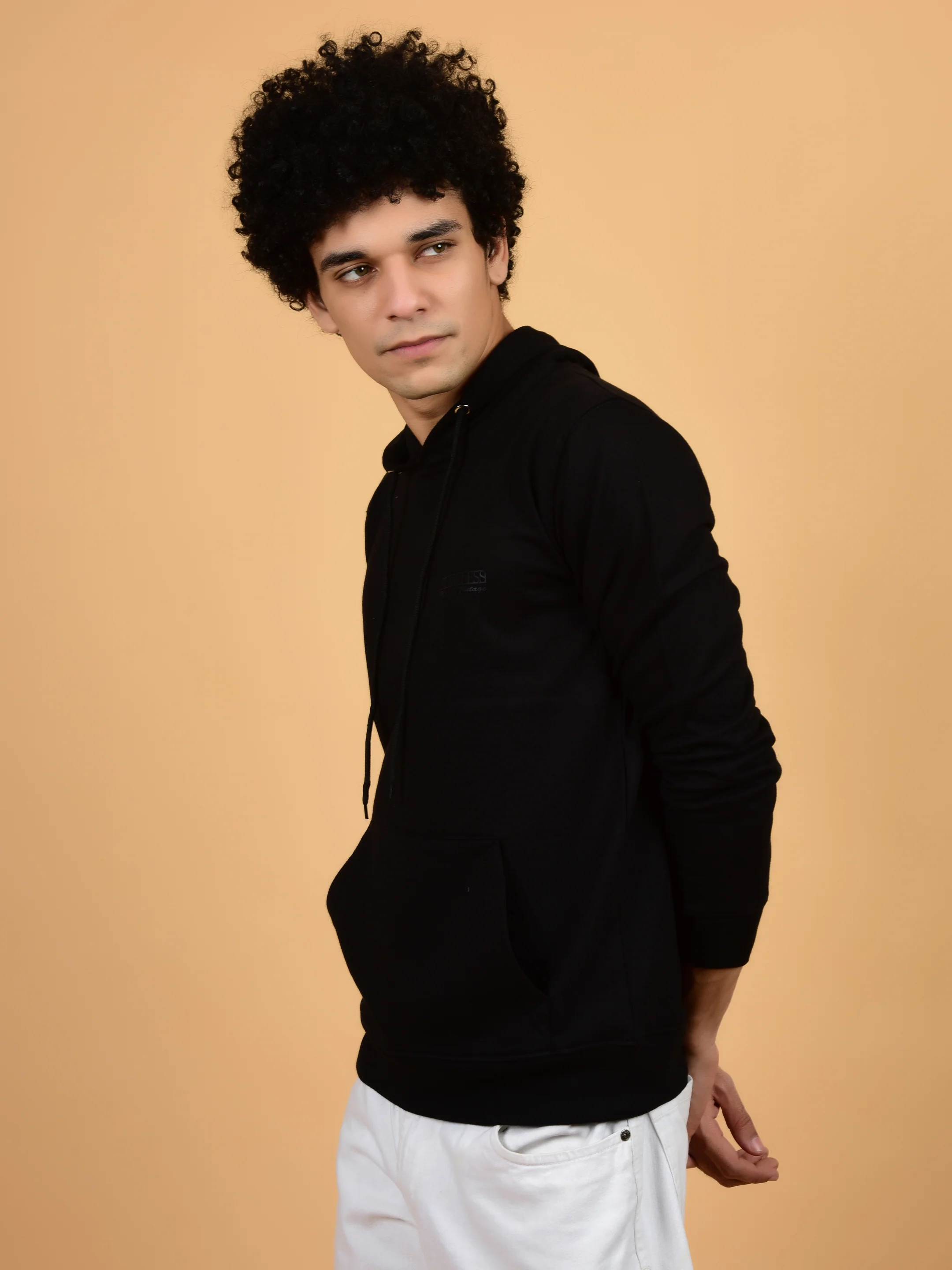 Flawless Men's Black Solid Hoodie - Image 4