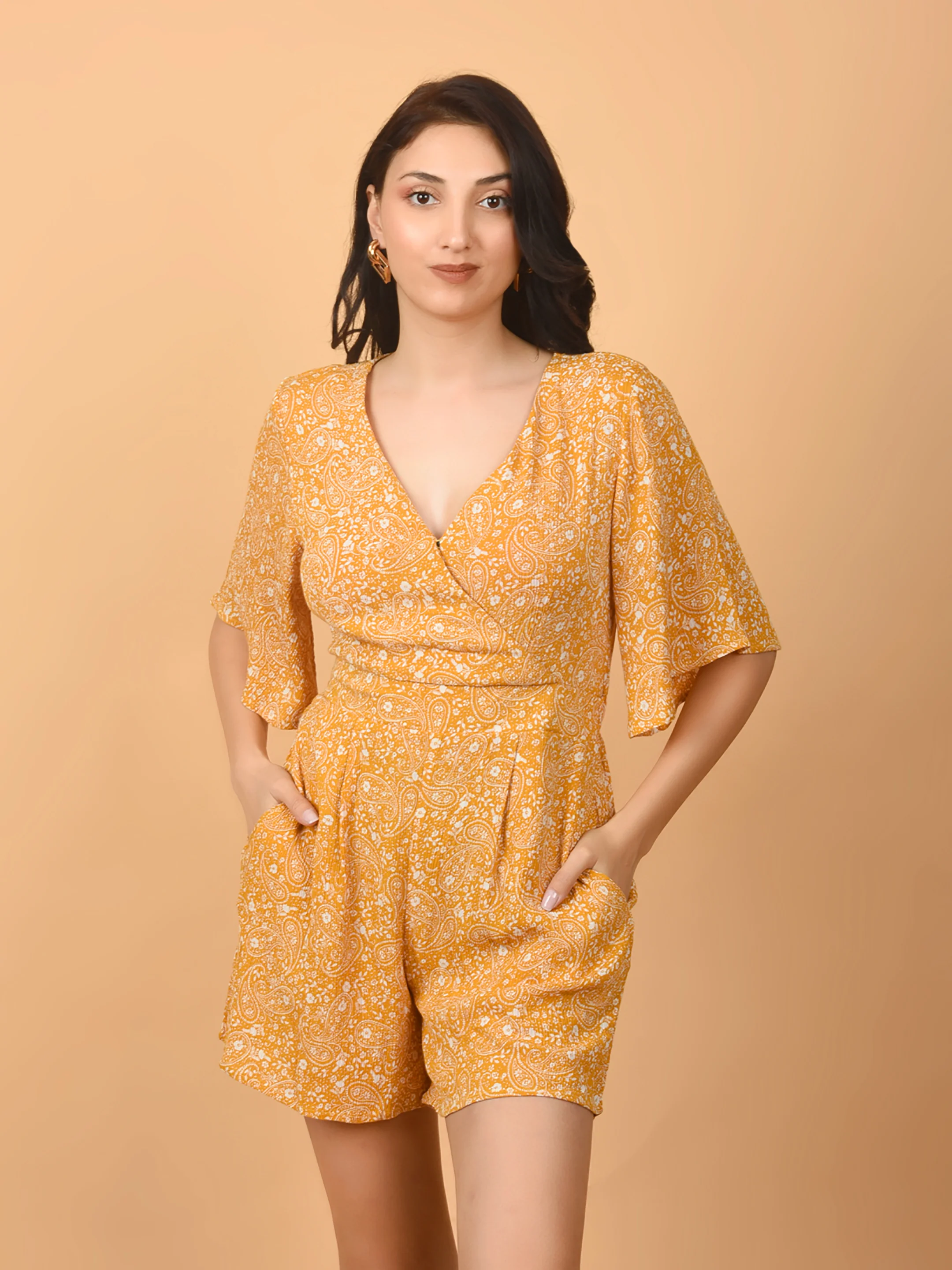 Flawless Mustard Beach Mini Playsuit For Women | MIA - Image 3