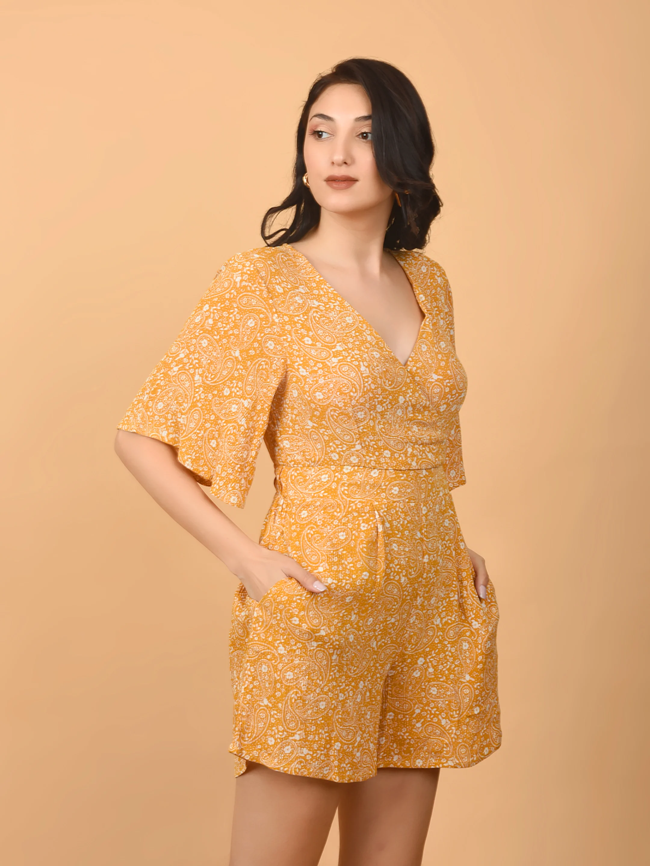 Flawless Mustard Beach Mini Playsuit For Women | MIA - Image 4