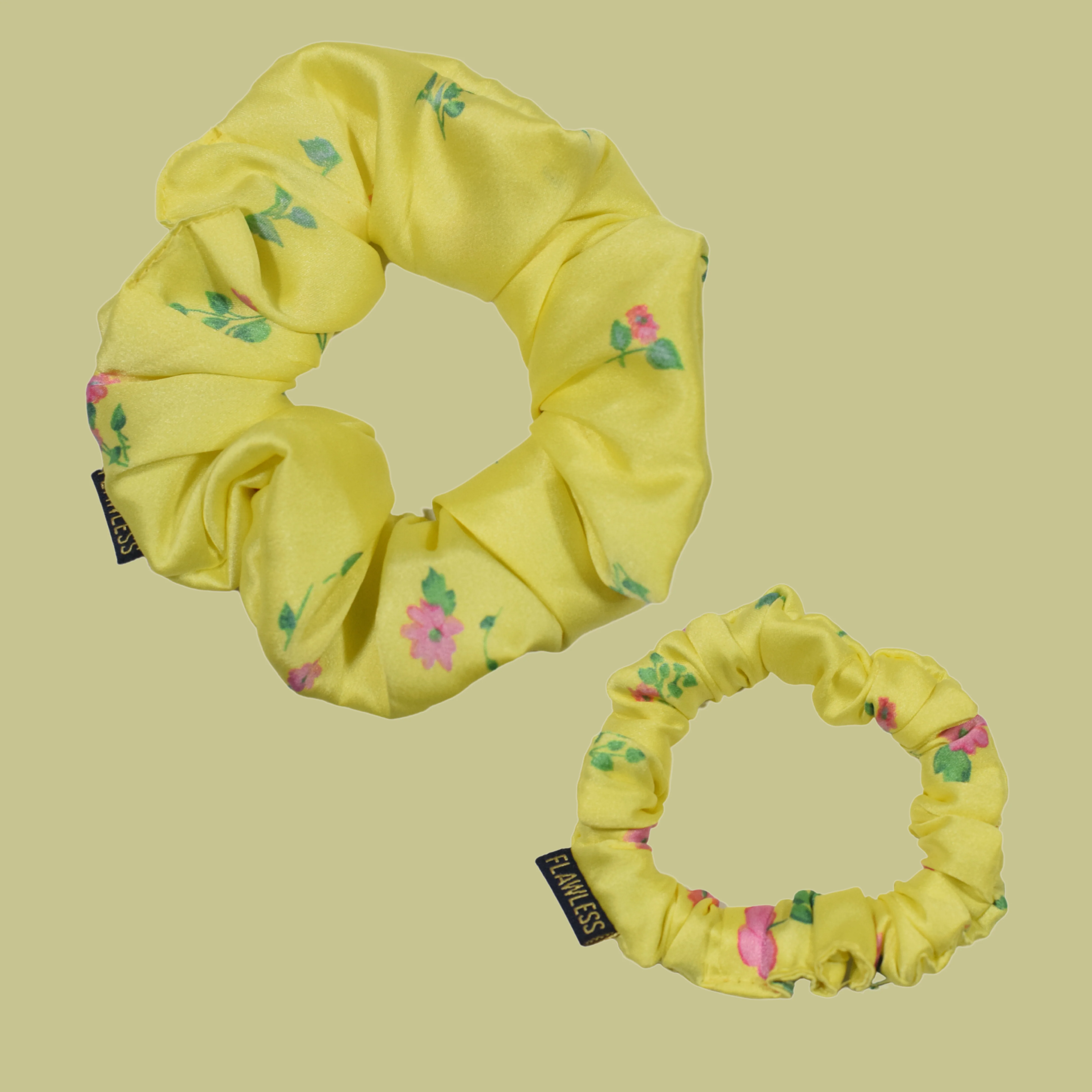 Flawless Pack Of 2 Yellow Satin Scrunchies for Any Style - Image 2