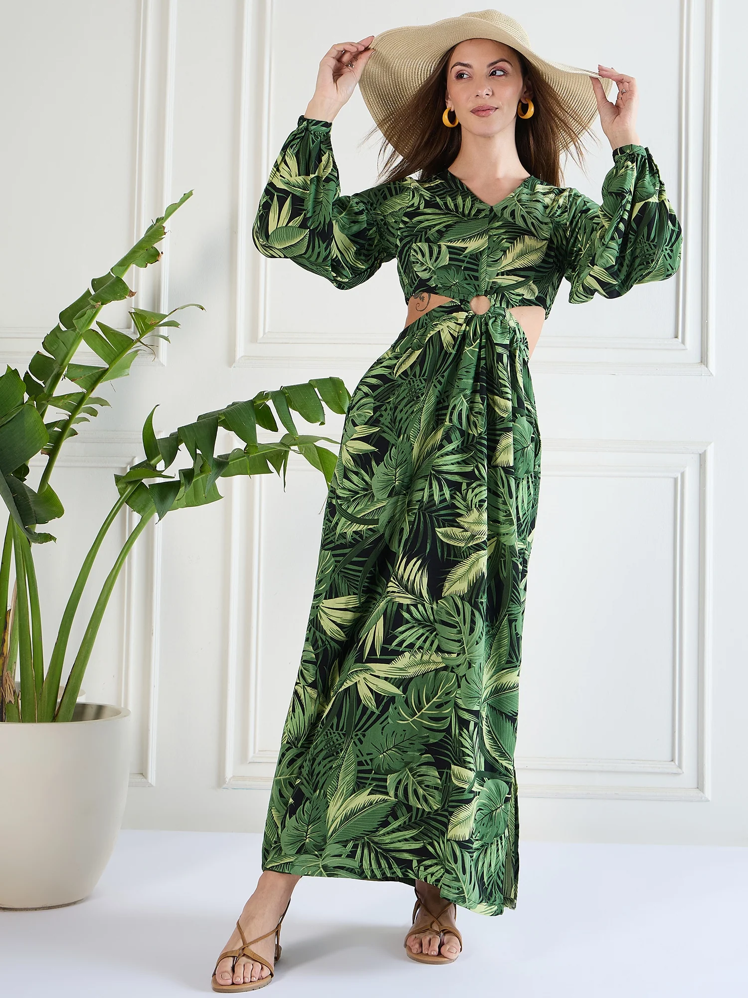 Flawless Women Party Wear Green Cut-Out Dress | HAZEL - Image 6