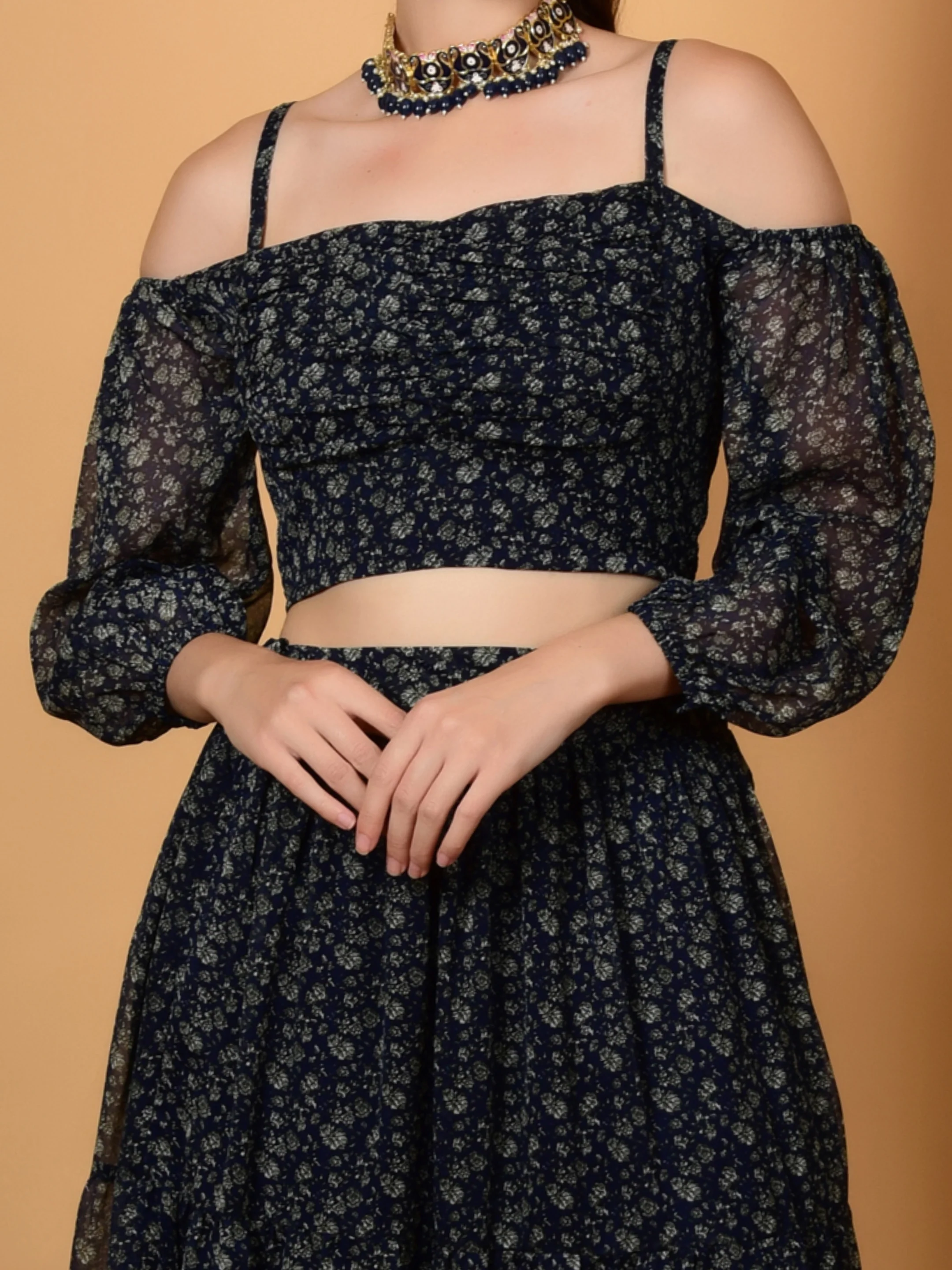 Flawless Trendy Navy Print Co-ord Set For Women | TIMITHY - Image 3