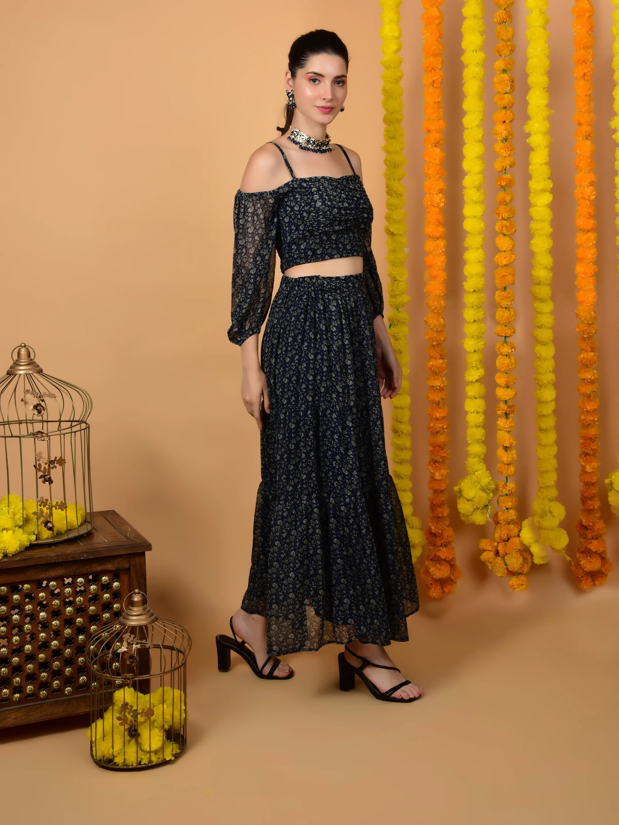 Flawless Trendy Navy Print Co-ord Set For Women | TIMITHY - Image 4