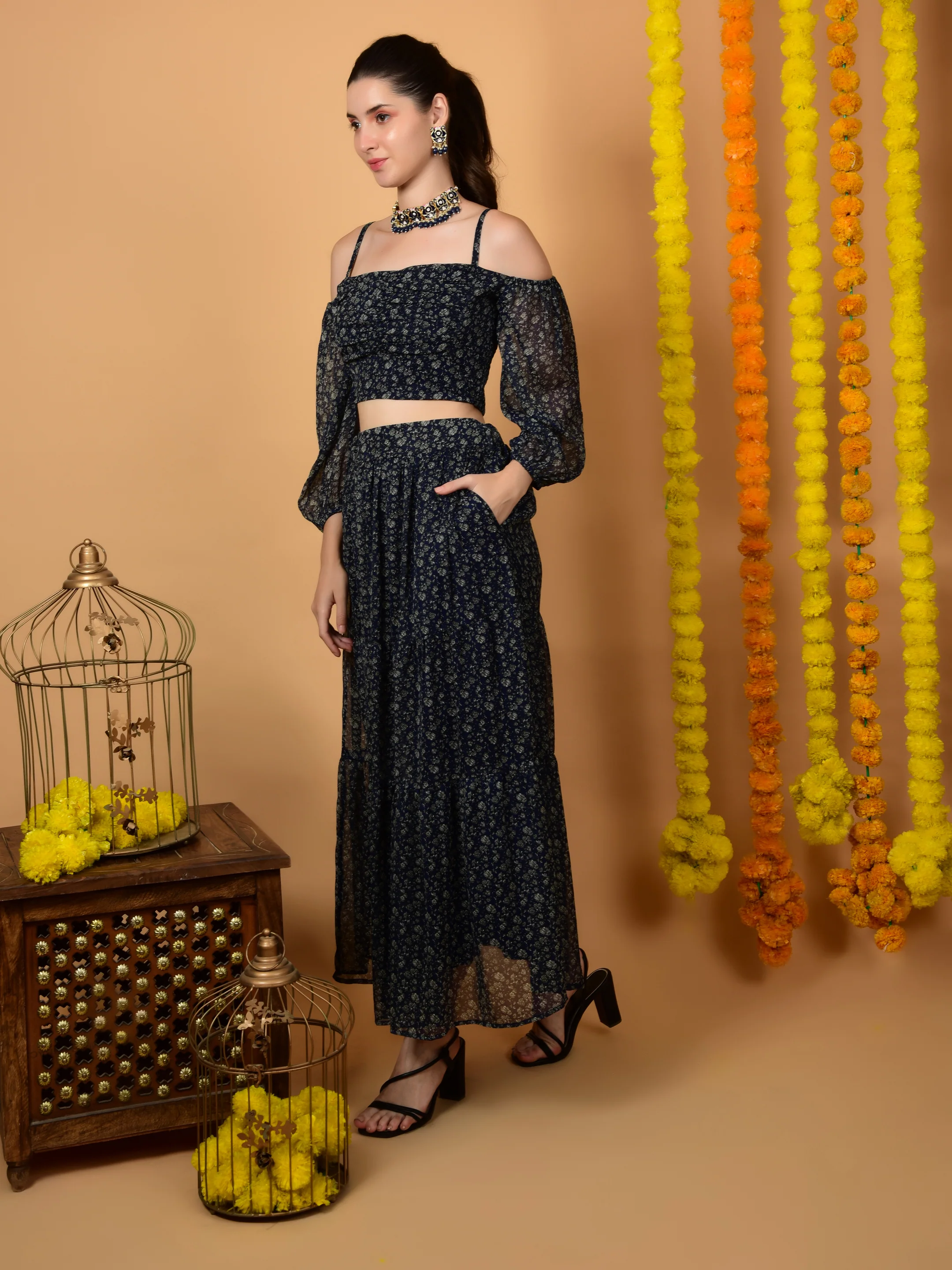 Flawless Trendy Navy Print Co-ord Set For Women | TIMITHY - Image 5
