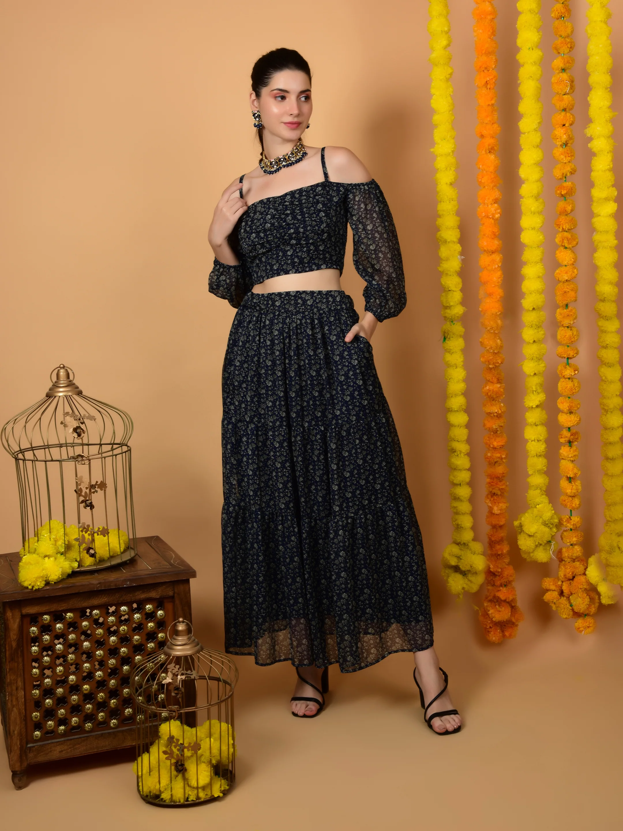 Flawless Trendy Navy Print Co-ord Set For Women | TIMITHY - Image 6