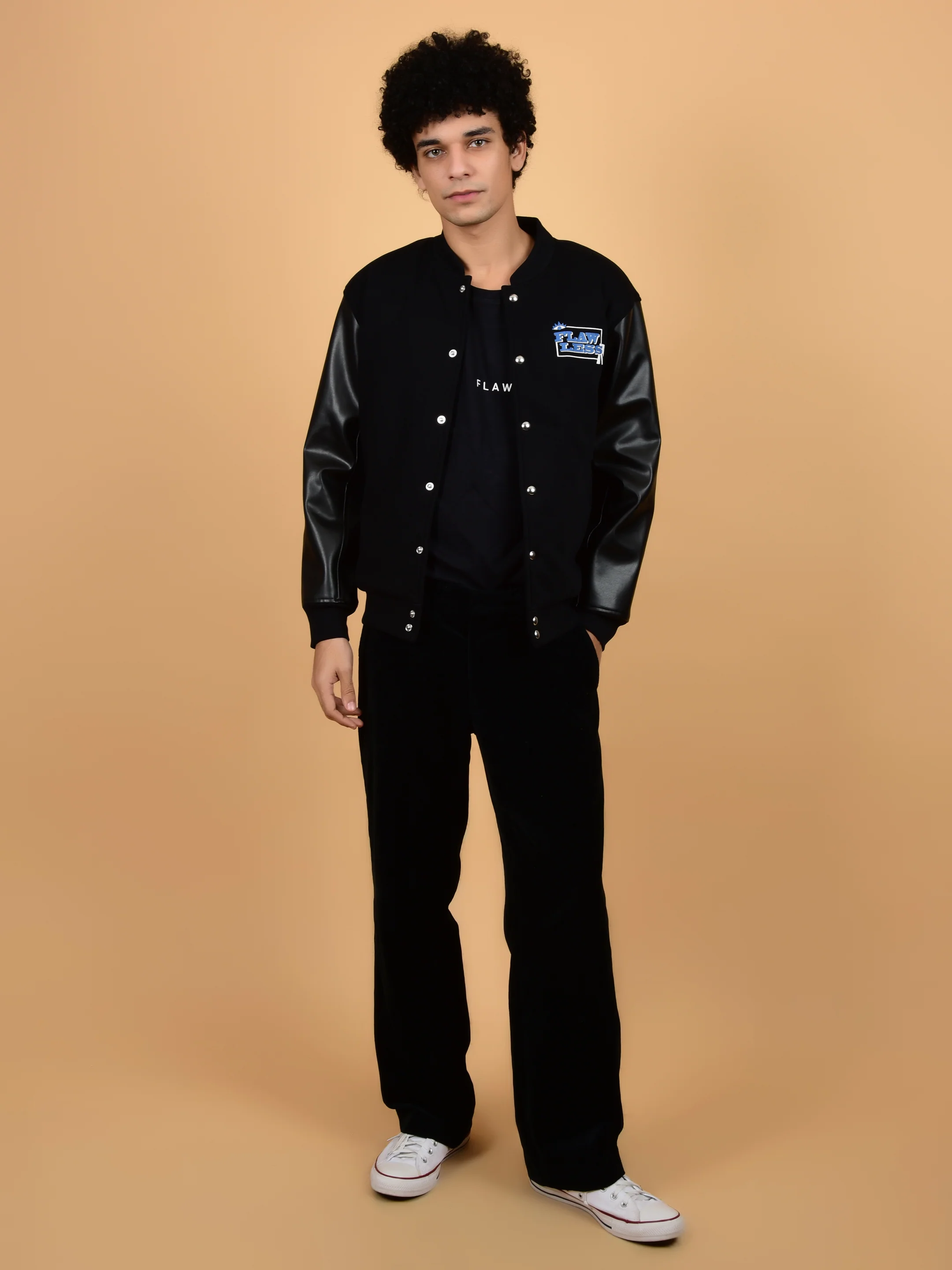 Flawless Printed Black Bomber Jackets for Men - Image 3