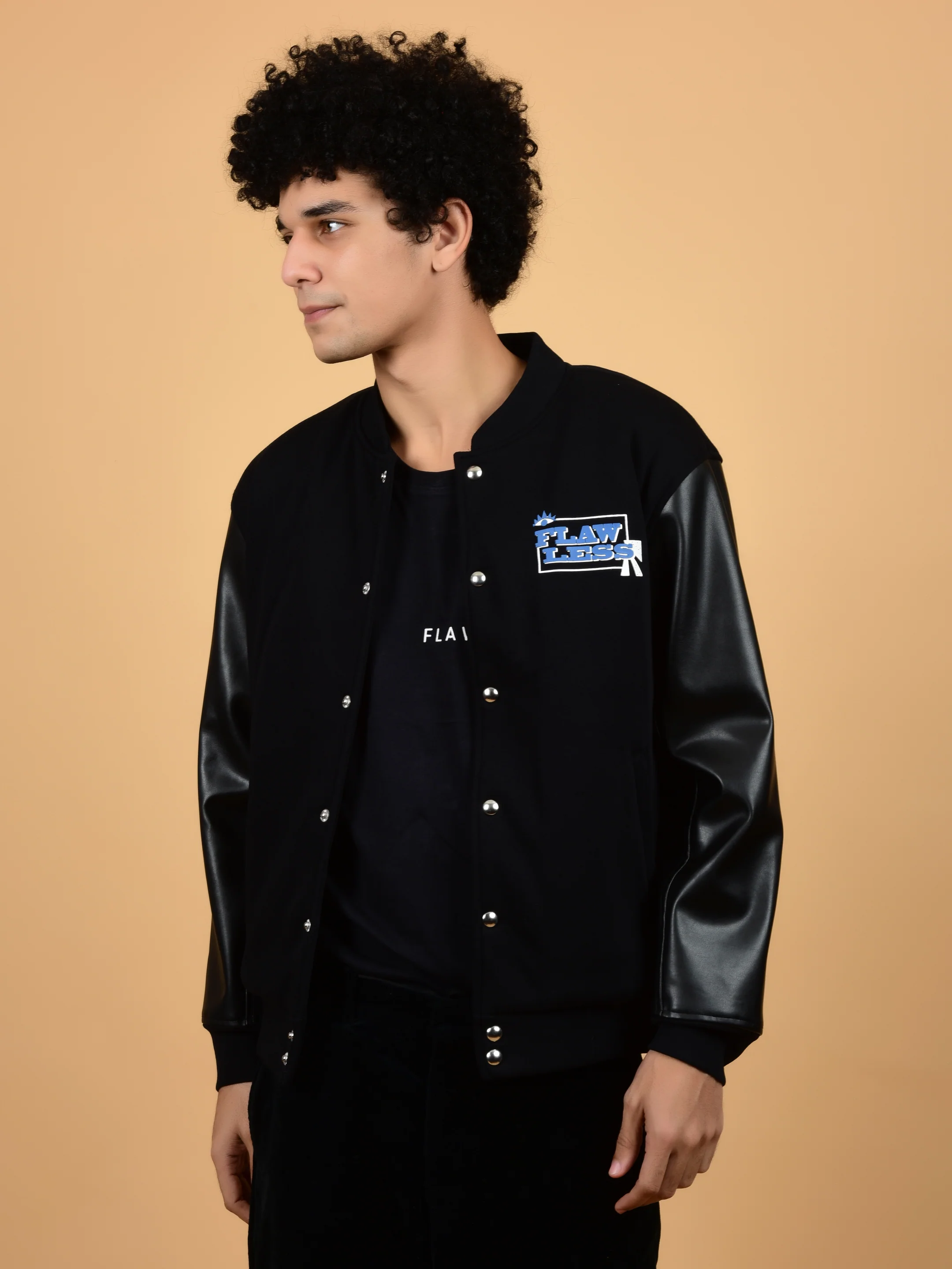 Flawless Printed Black Bomber Jackets for Men - Image 5