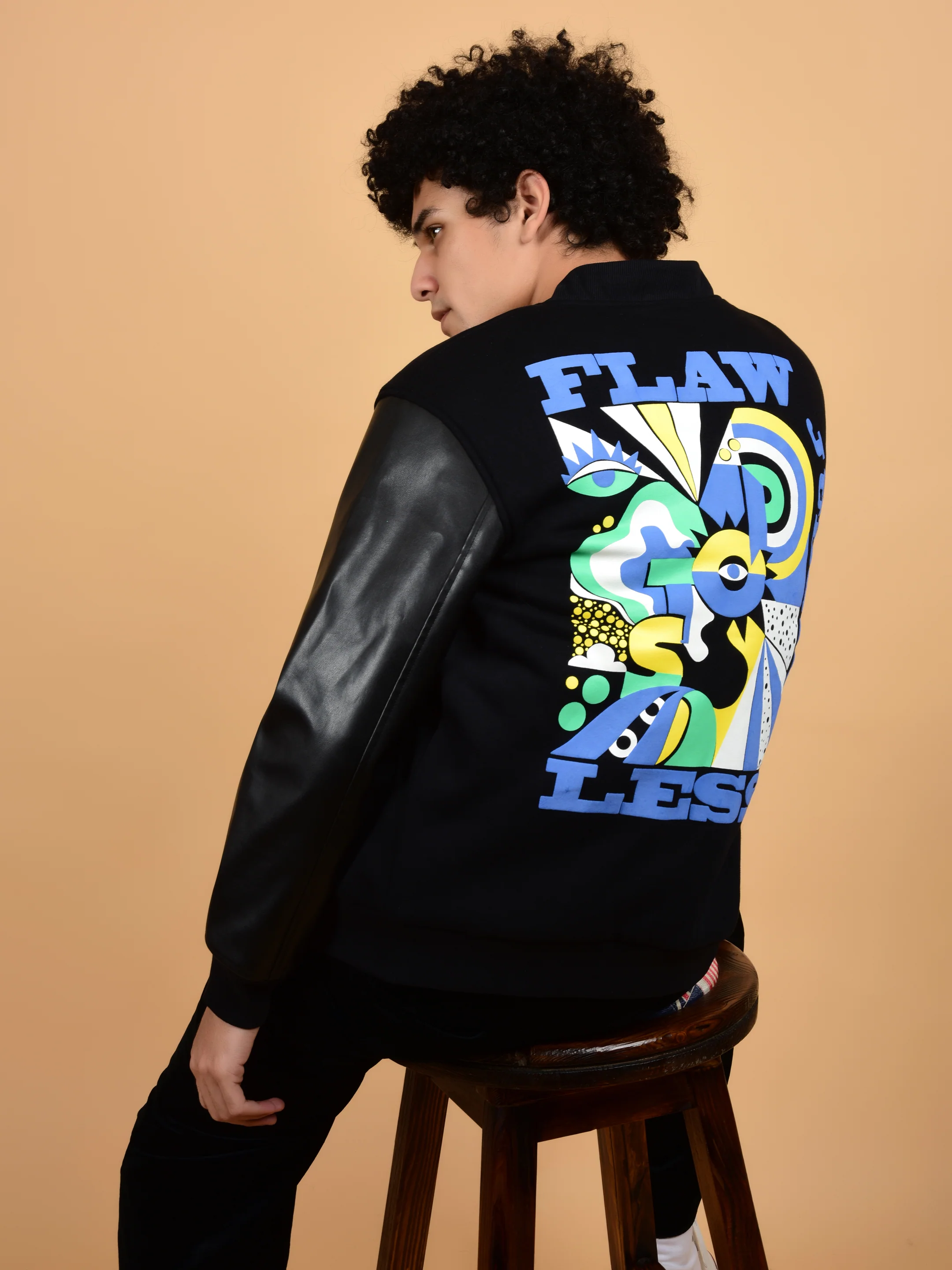 Flawless Printed Black Bomber Jackets for Men - Image 6