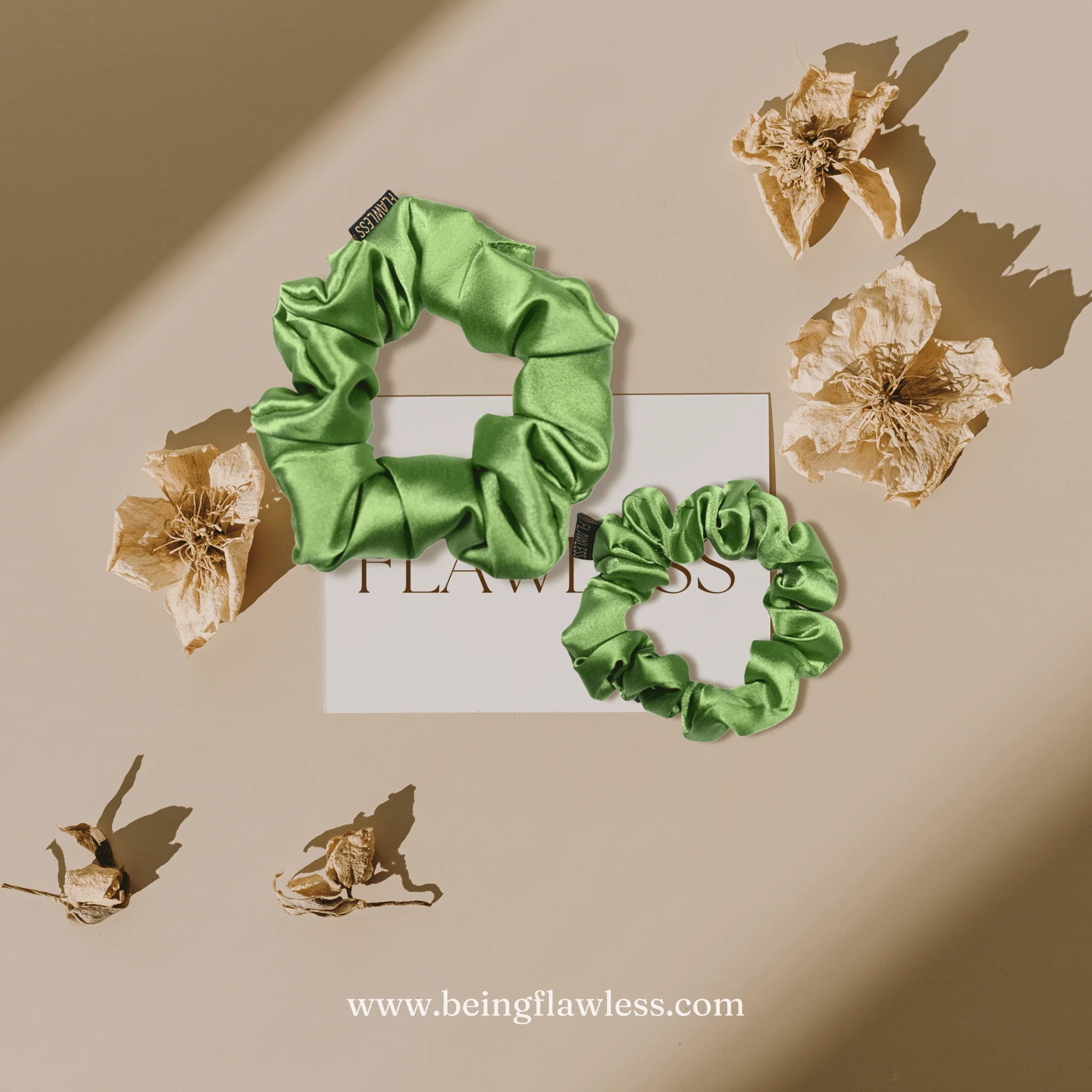 Flawless Set of 2 Soft Silk Satin Scrunchies for Gentle Hair Care - Image 4