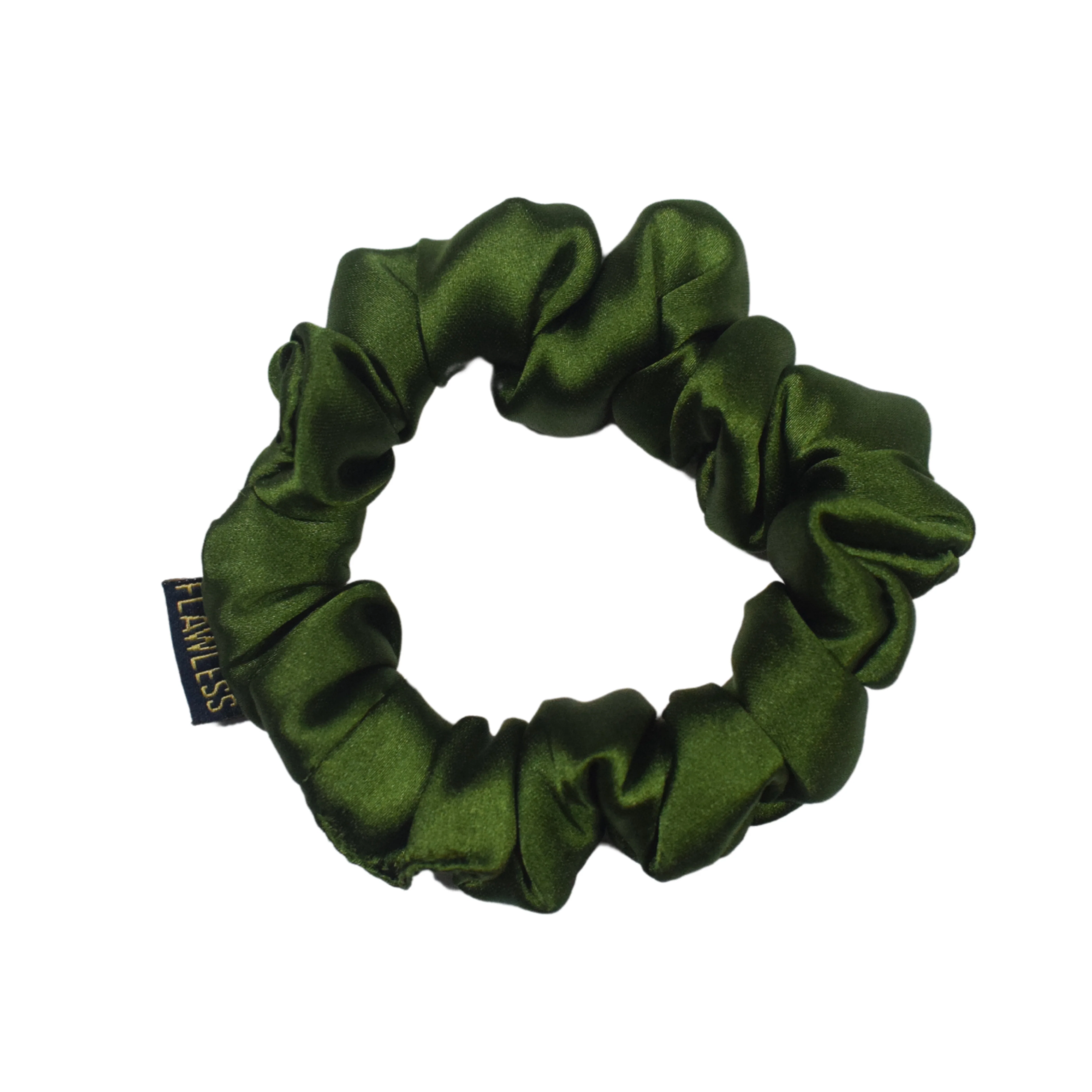 Flawless Soft Satin Scrunchies in Olive (Set of 2) - Image 4