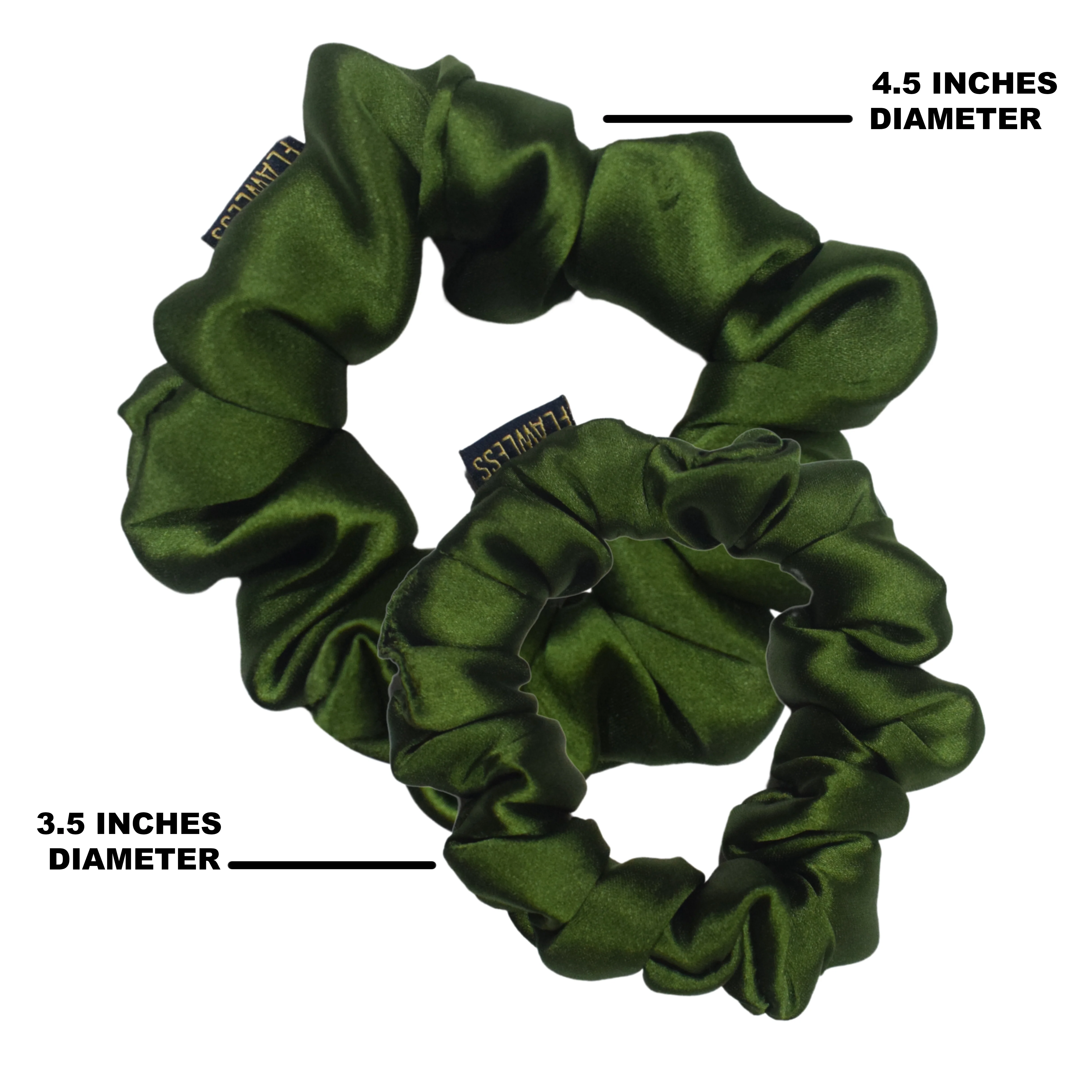 Flawless Soft Satin Scrunchies in Olive (Set of 2) - Image 5