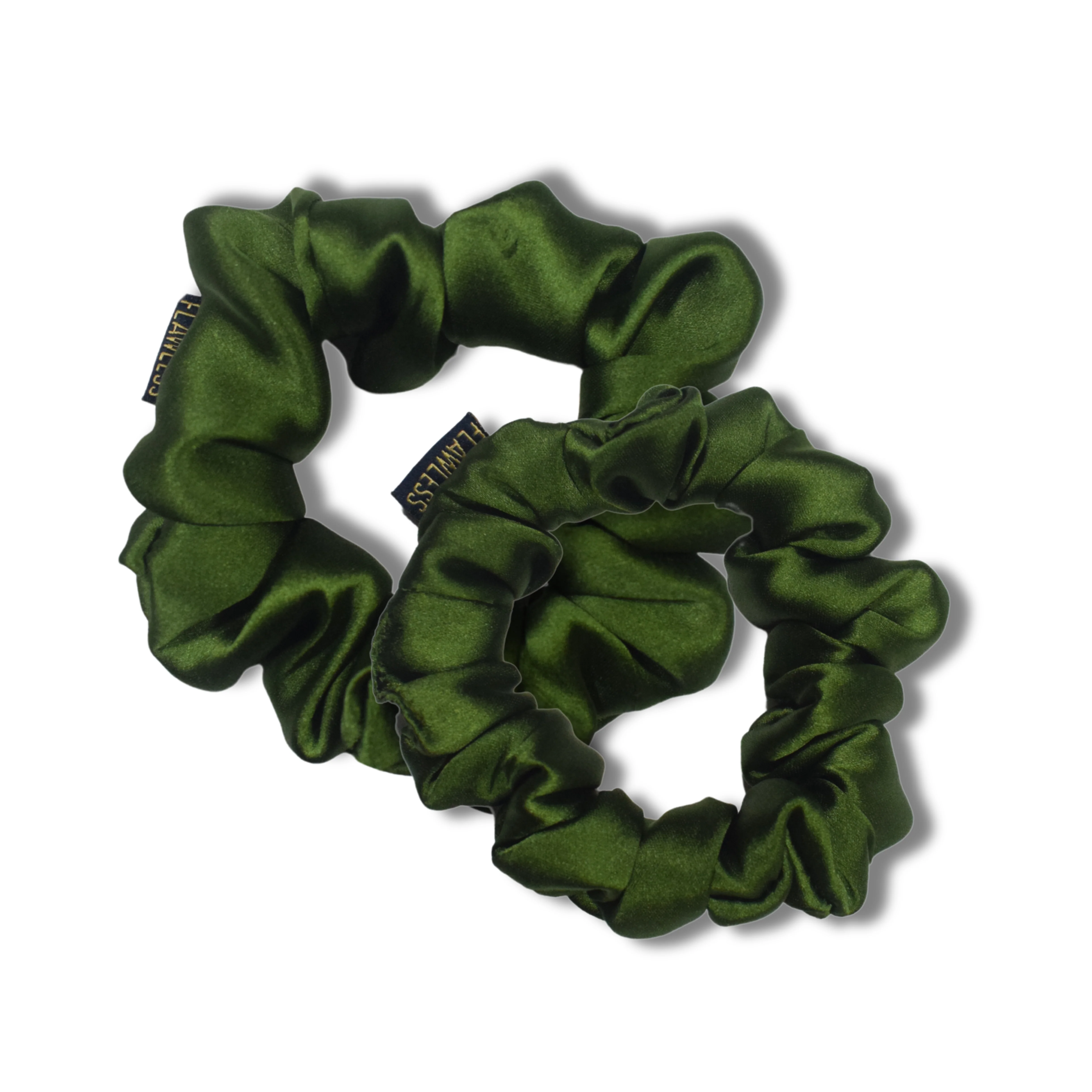 Flawless Soft Satin Scrunchies in Olive (Set of 2) - Image 6