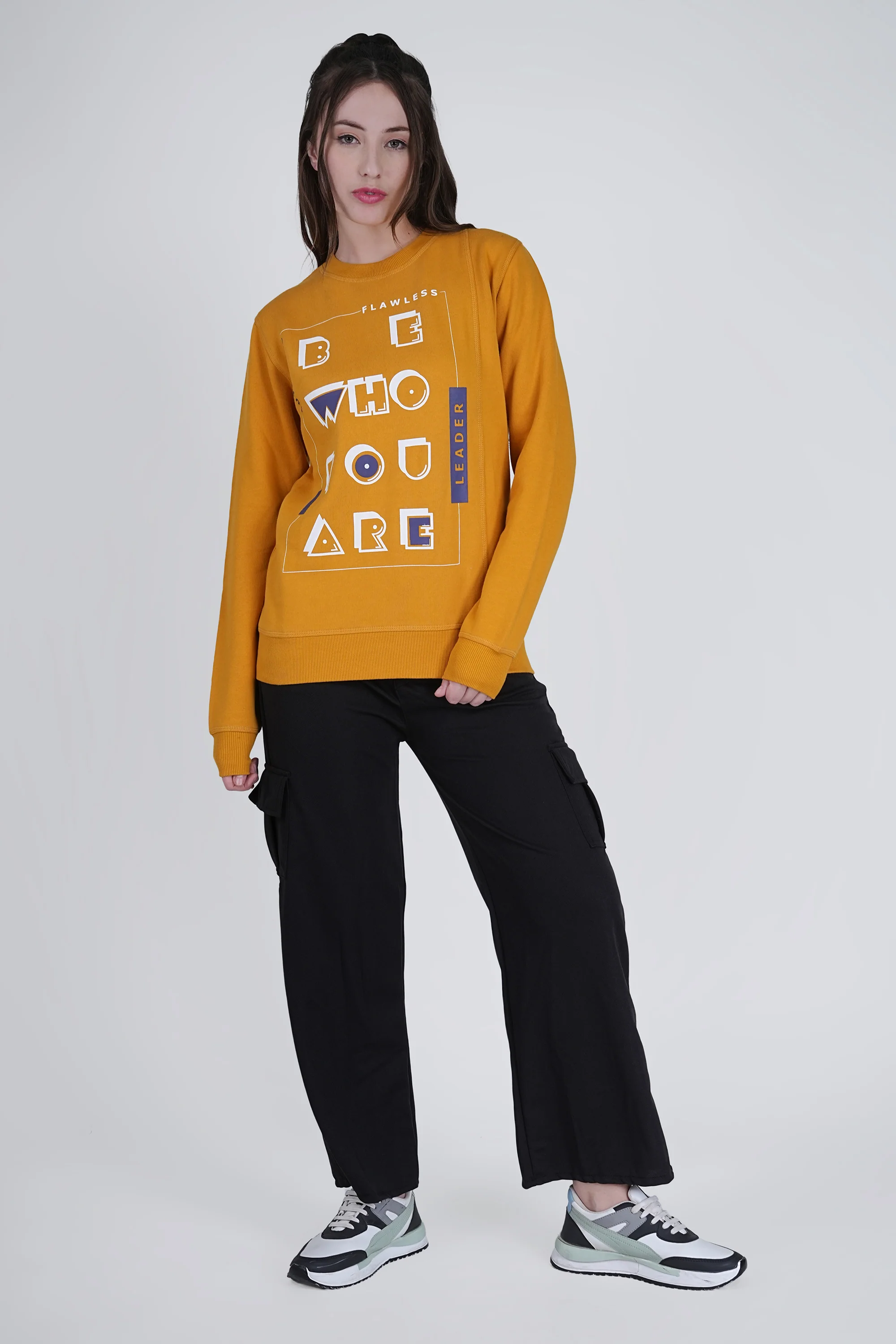 Flawless Trendy Women Mustard Sweatshirt - Image 3