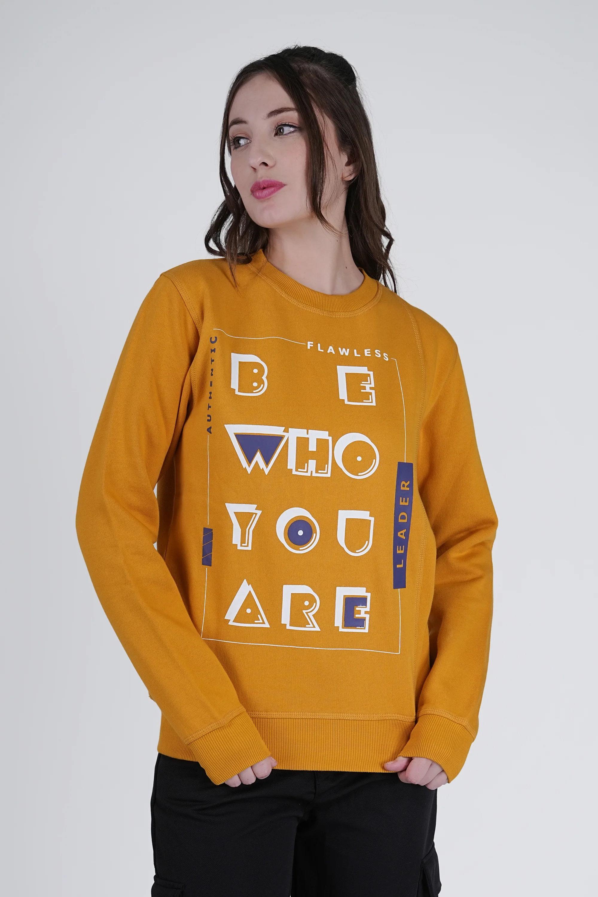 Flawless Trendy Women Mustard Sweatshirt - Image 4