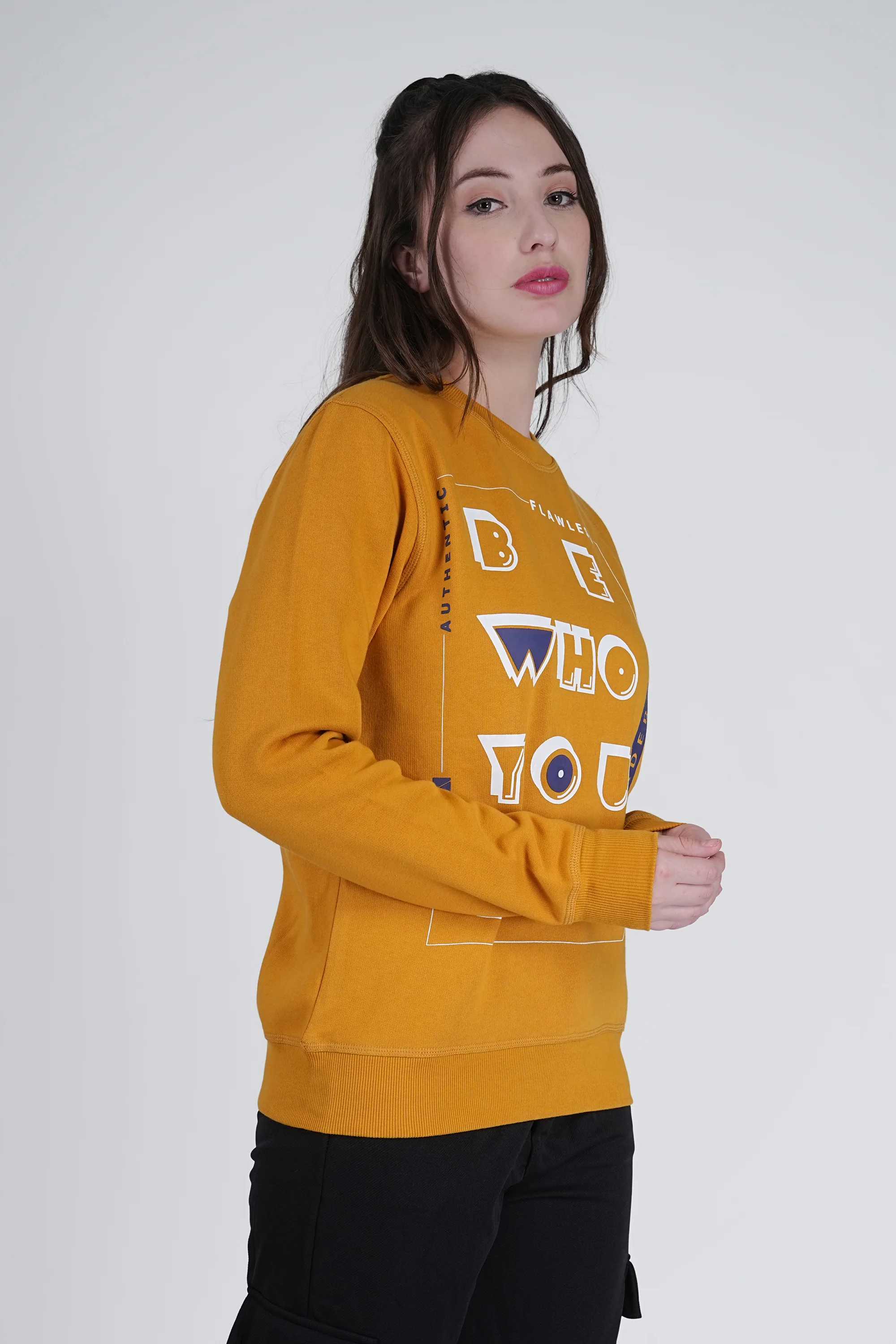 Flawless Trendy Women Mustard Sweatshirt - Image 5