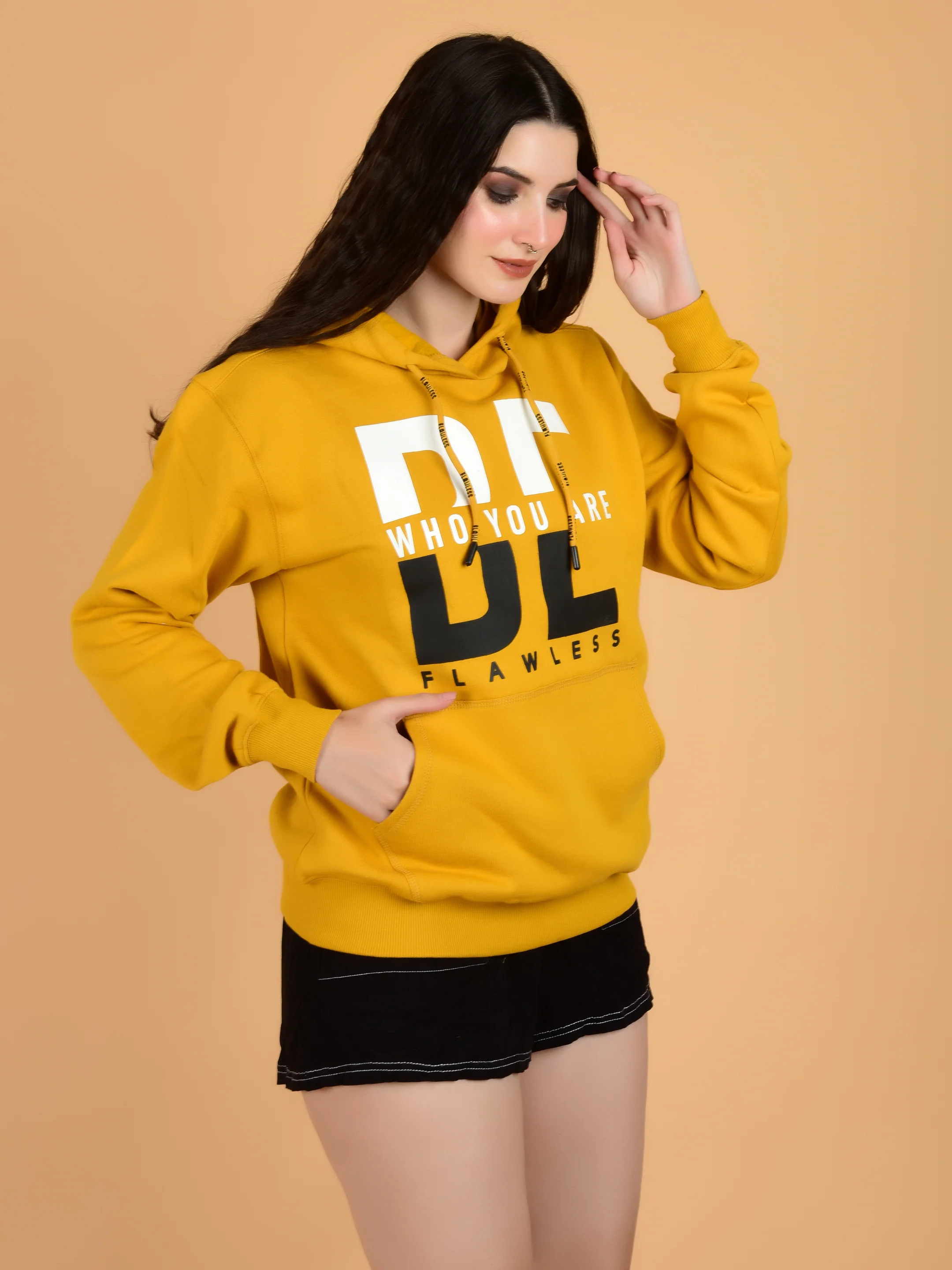 Flawless Trendy Women Yellow Hoodie - Image 4