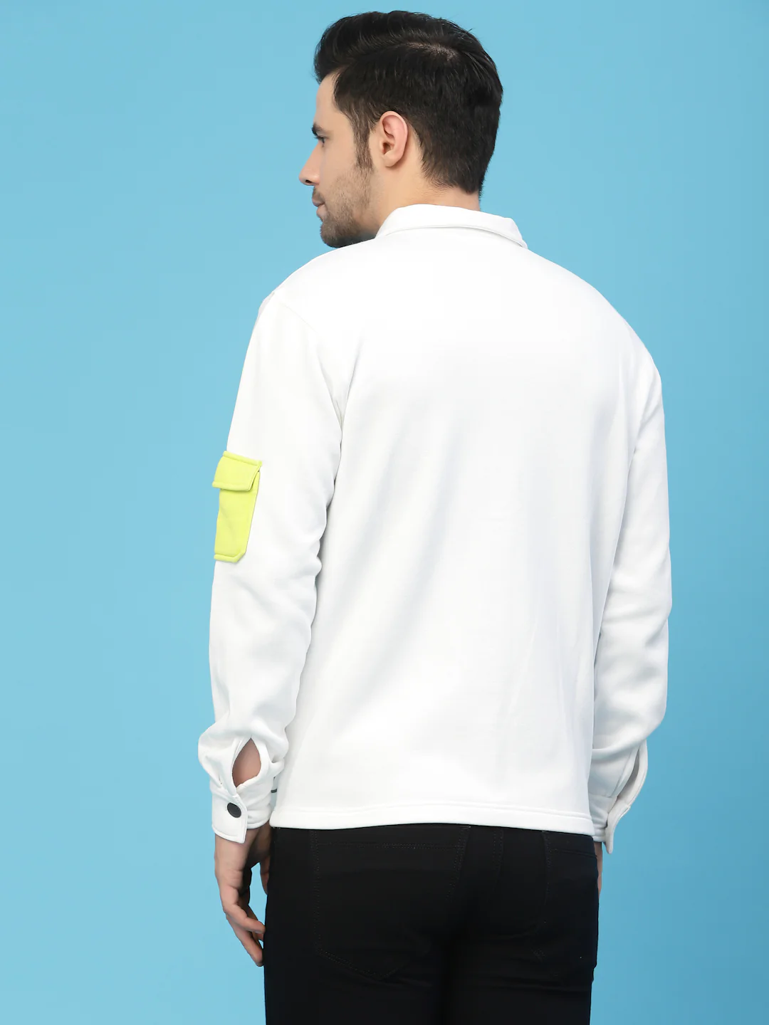 Flawless White Printed Jacket For Men | SHAMAN - Image 3