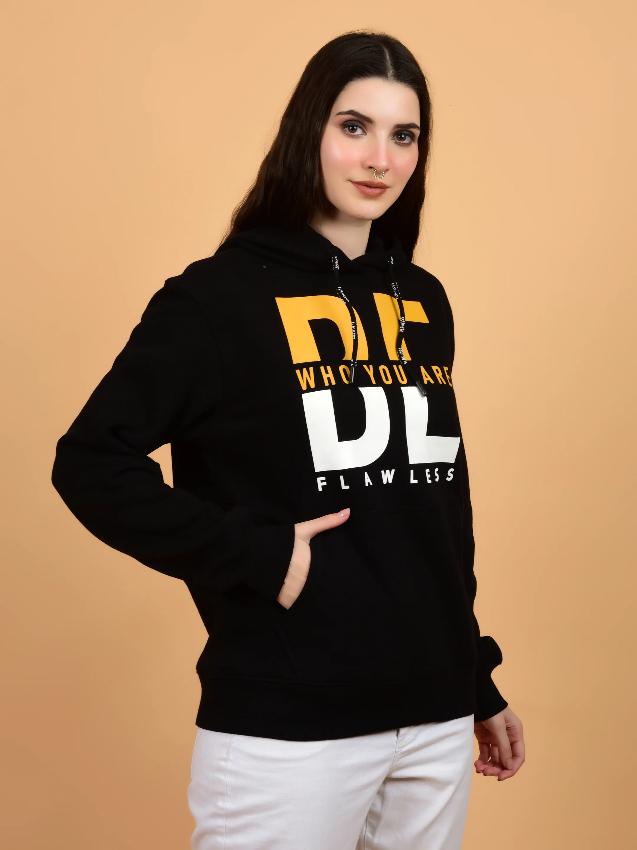Flawless Women Trendy Black Printed Hoodie - Image 5