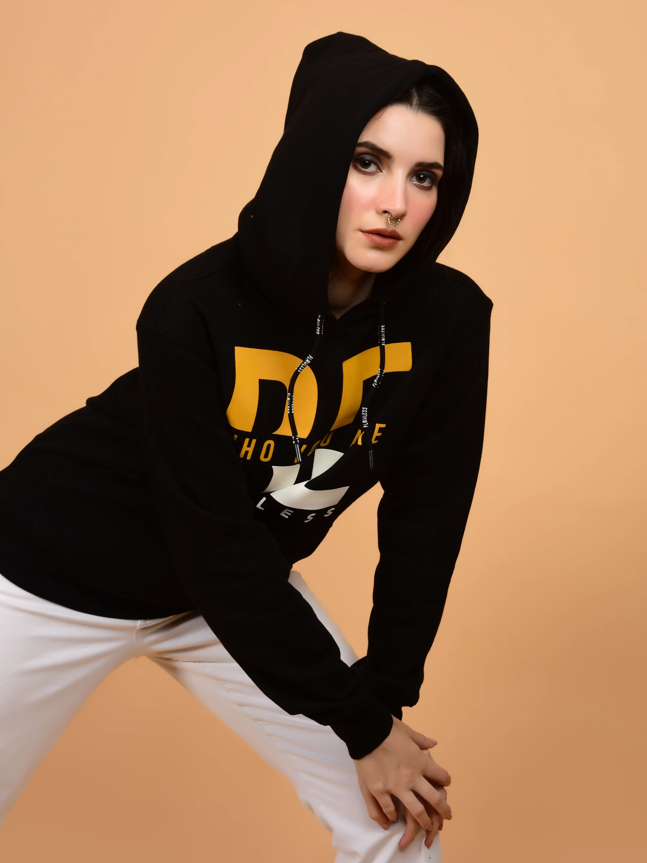 Flawless Women Trendy Black Printed Hoodie - Image 6