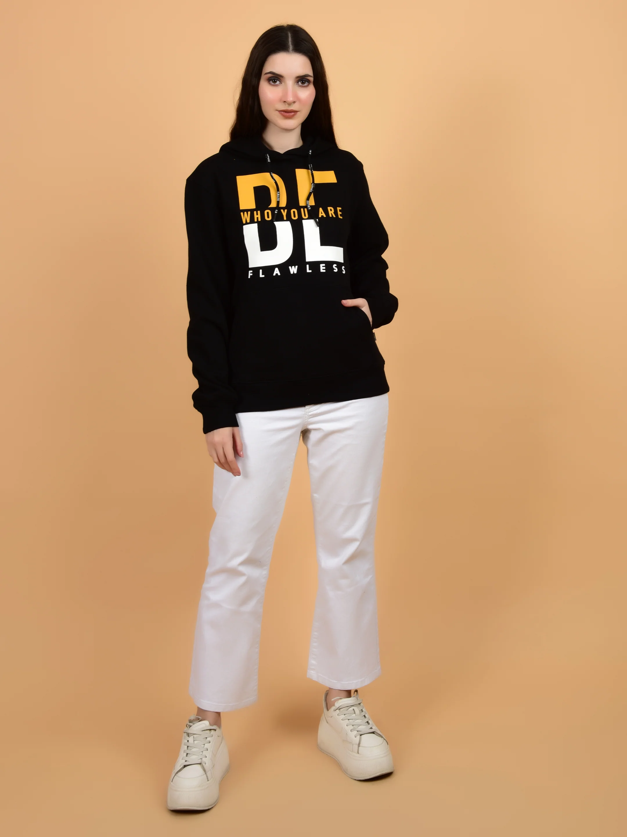 Flawless Women Trendy Black Printed Hoodie - Image 7