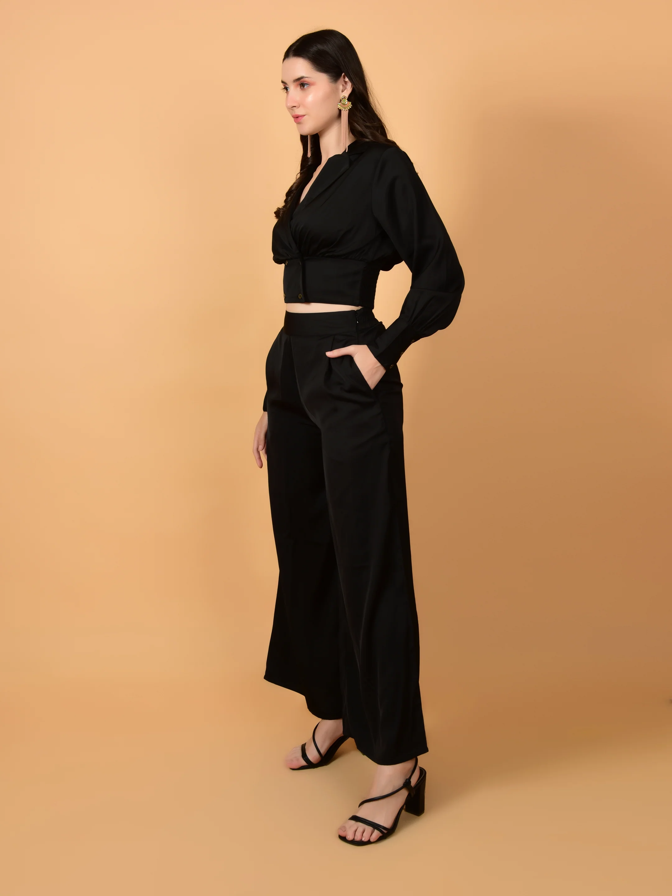 Flawless Women Black Satin Co-Ord Set | DIXI - Image 4