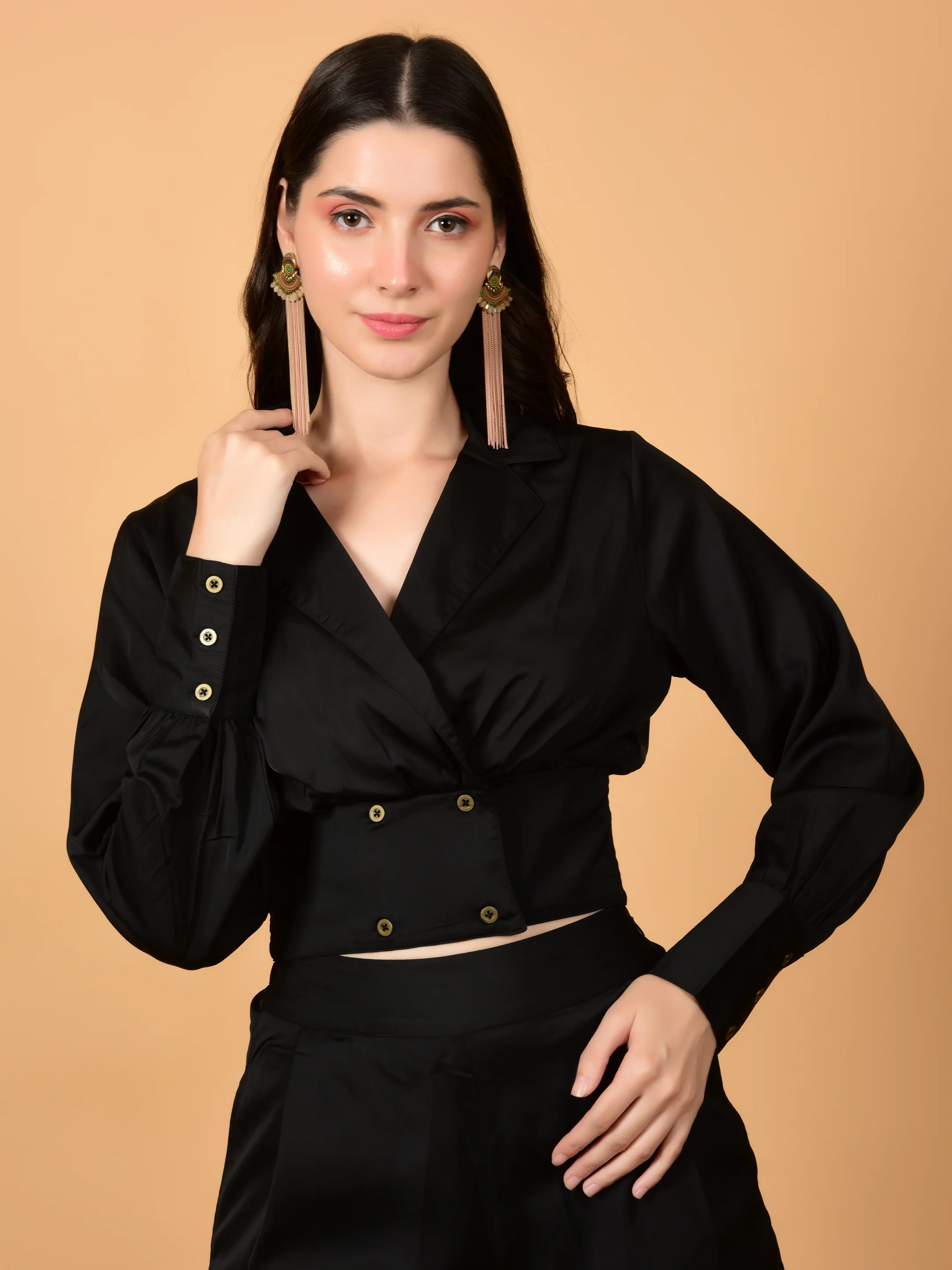 Flawless Women Black Satin Co-Ord Set | DIXI - Image 6