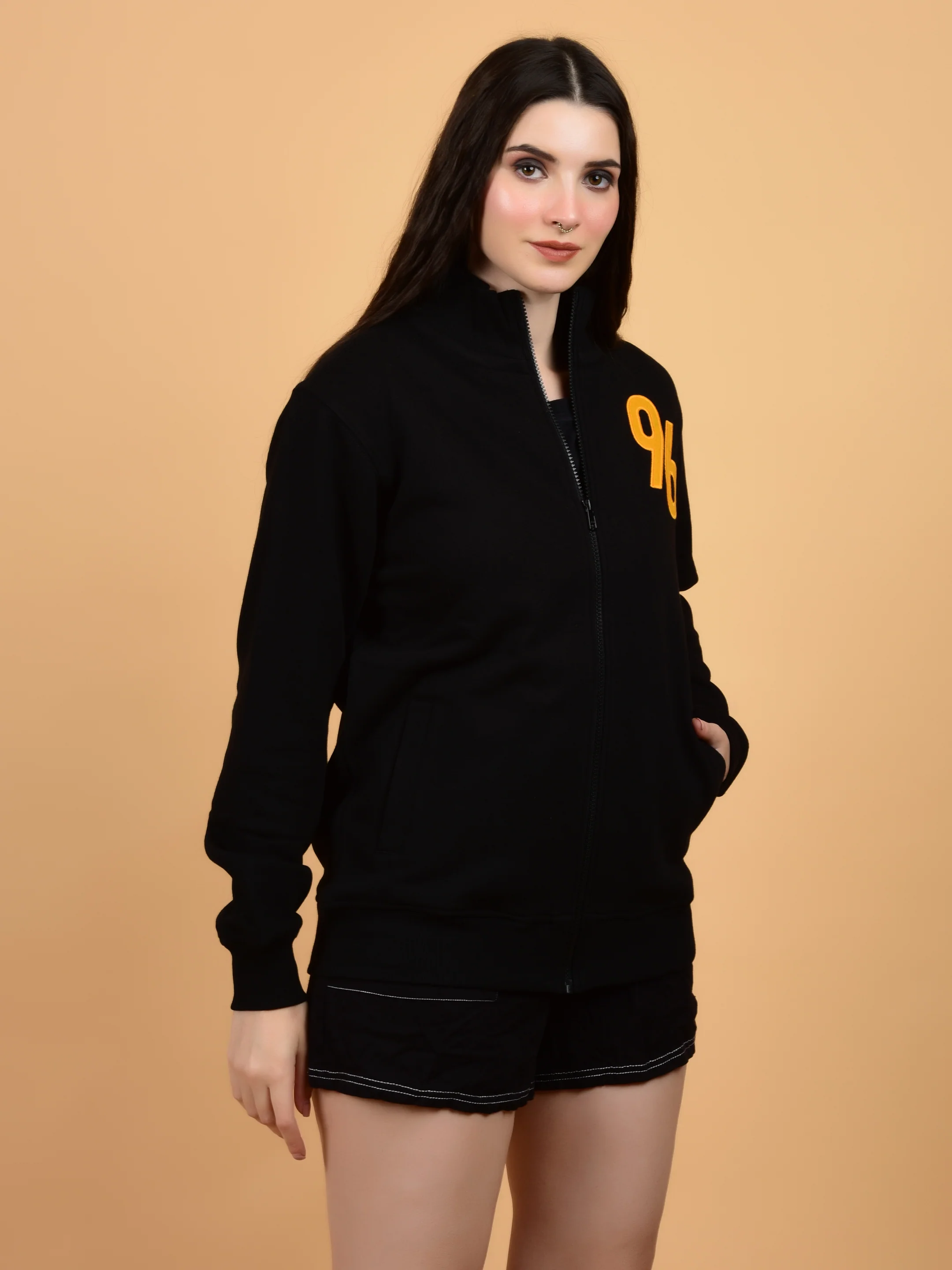 Flawless Women Black Zipped Sweatshirt - Image 4