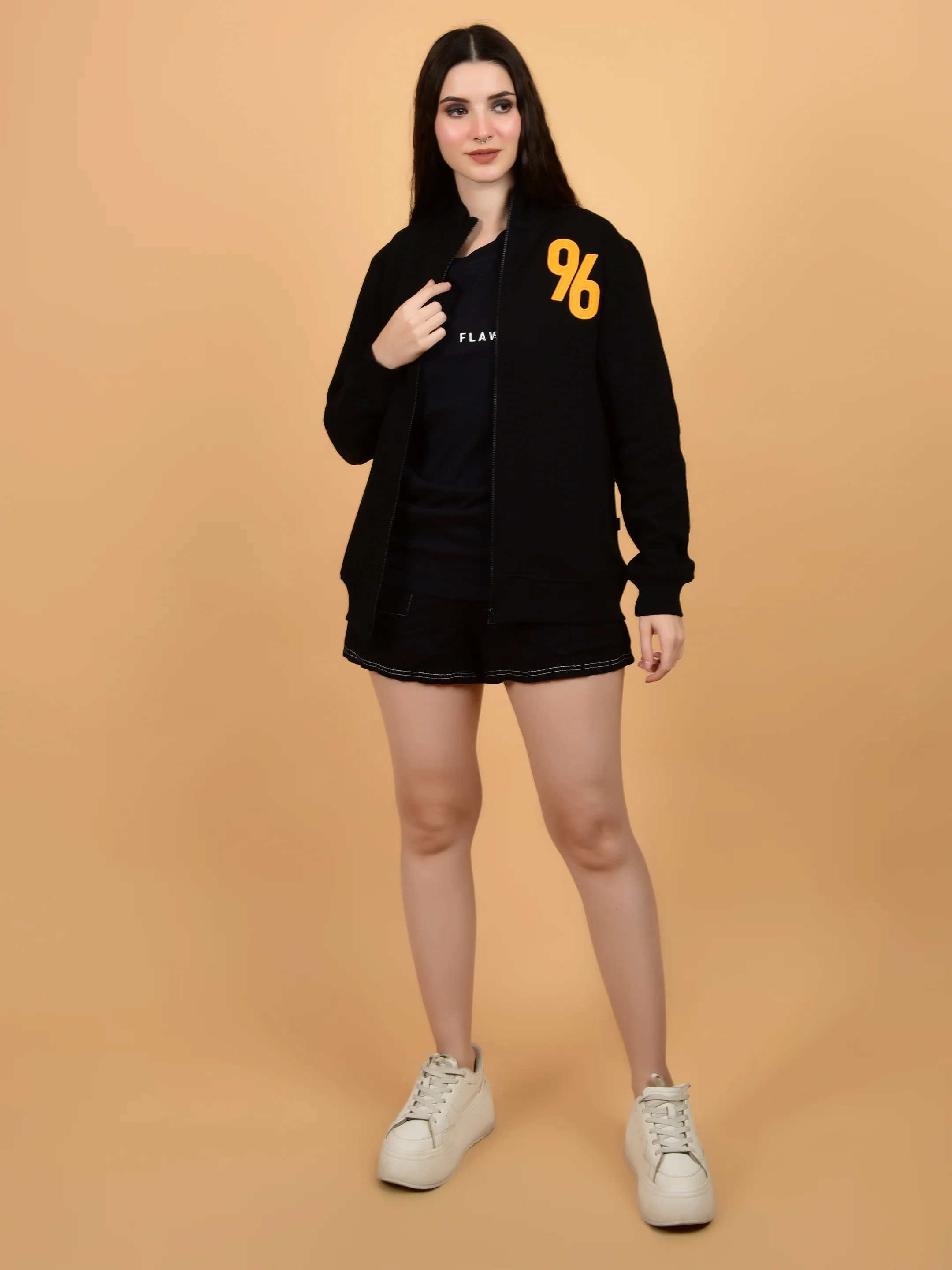 Flawless Women Black Zipped Sweatshirt - Image 5