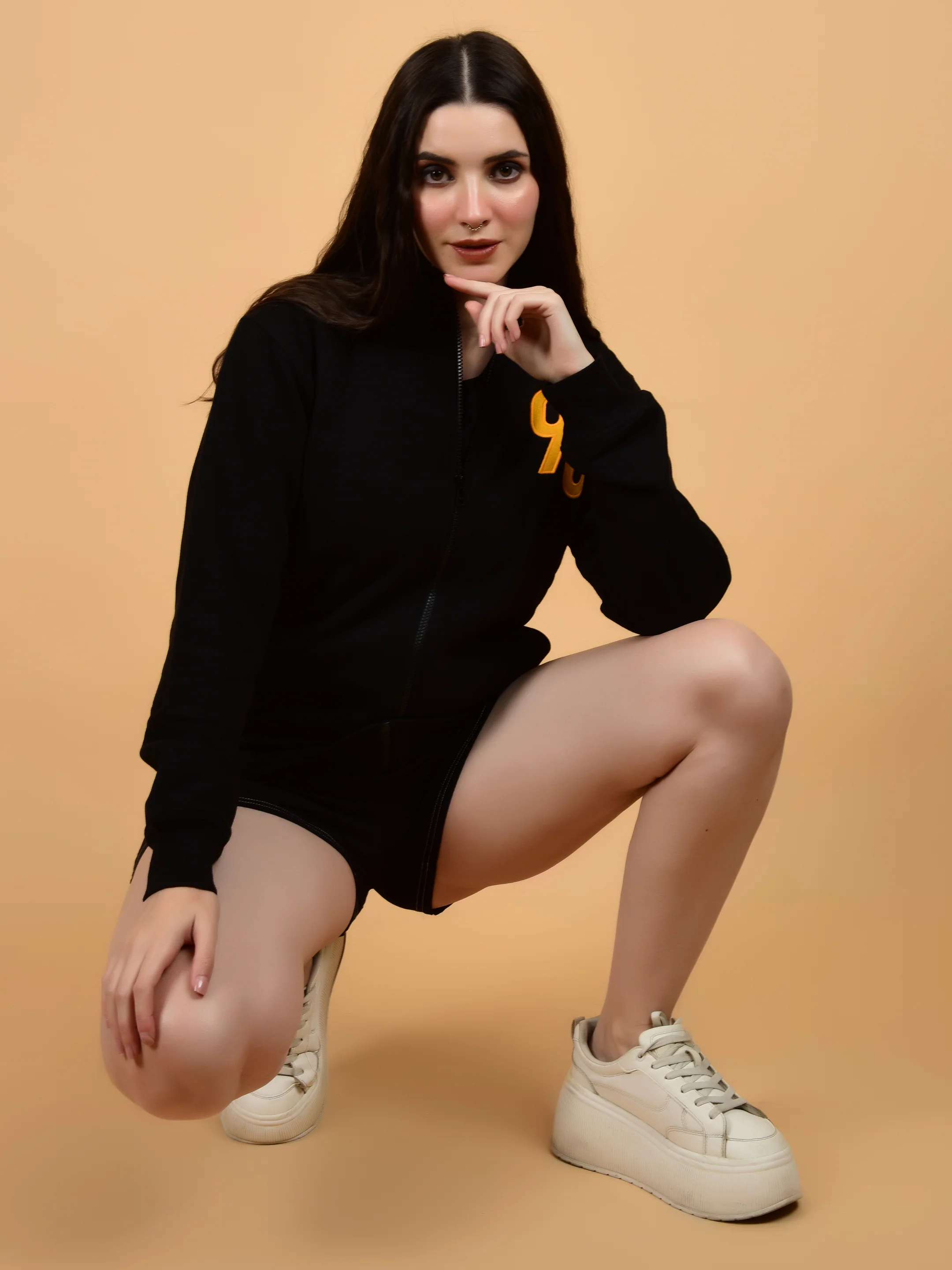 Flawless Women Black Zipped Sweatshirt - Image 7