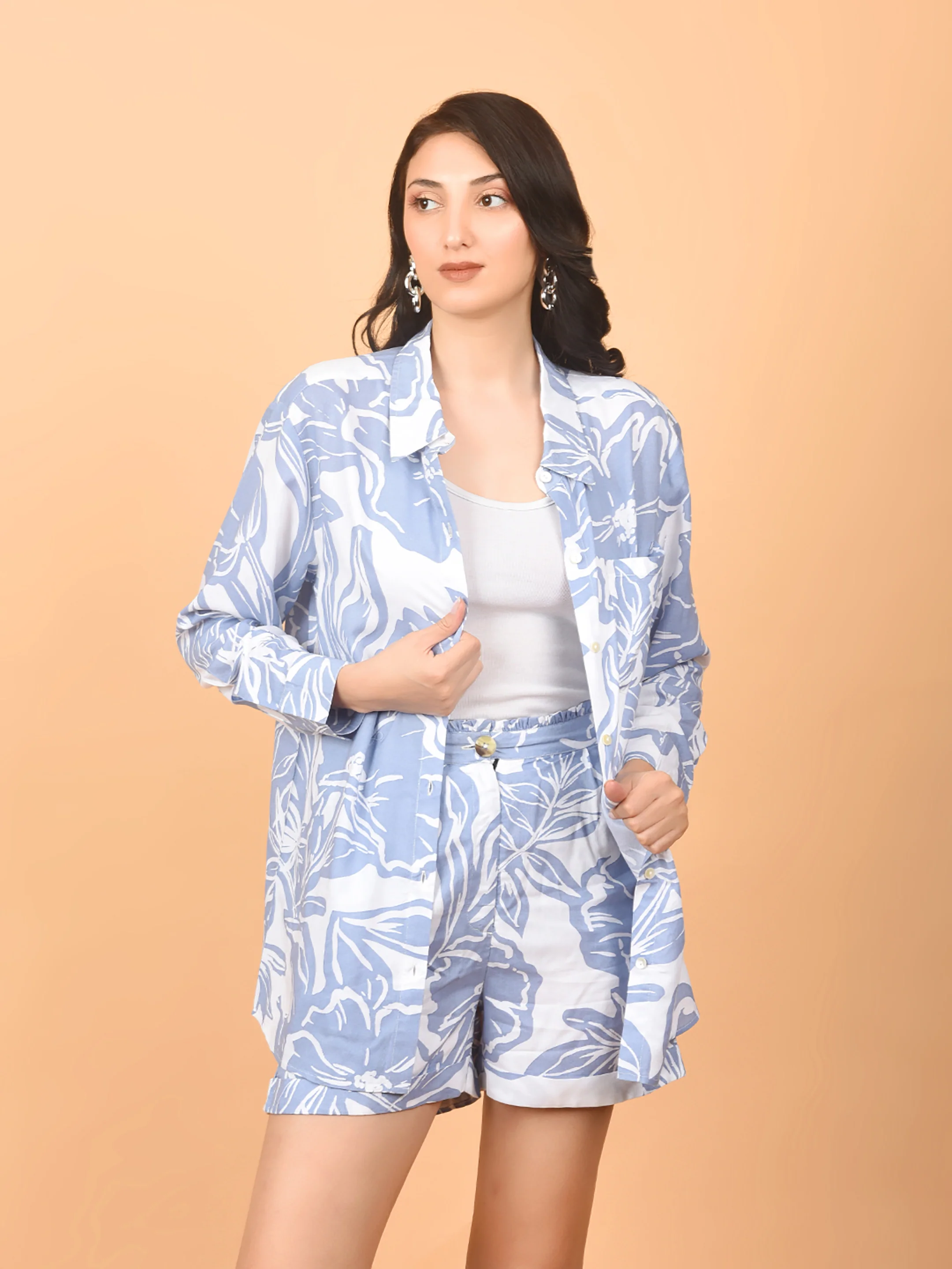 Flawless Women Blue Printed Co-ord Set | ALEX - Image 3