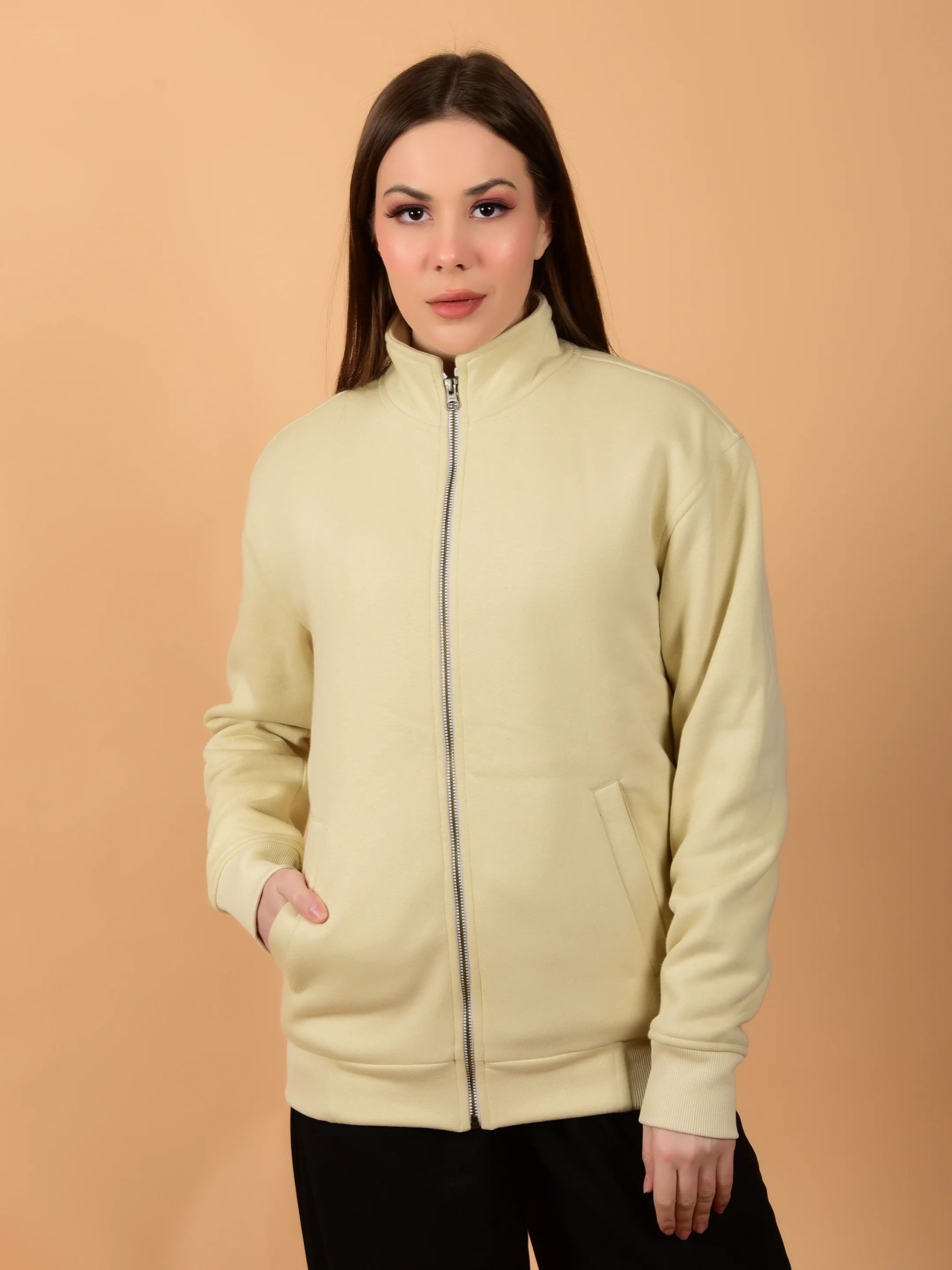Flawless Women Trendy Beige Bomber Jacket - Image 4