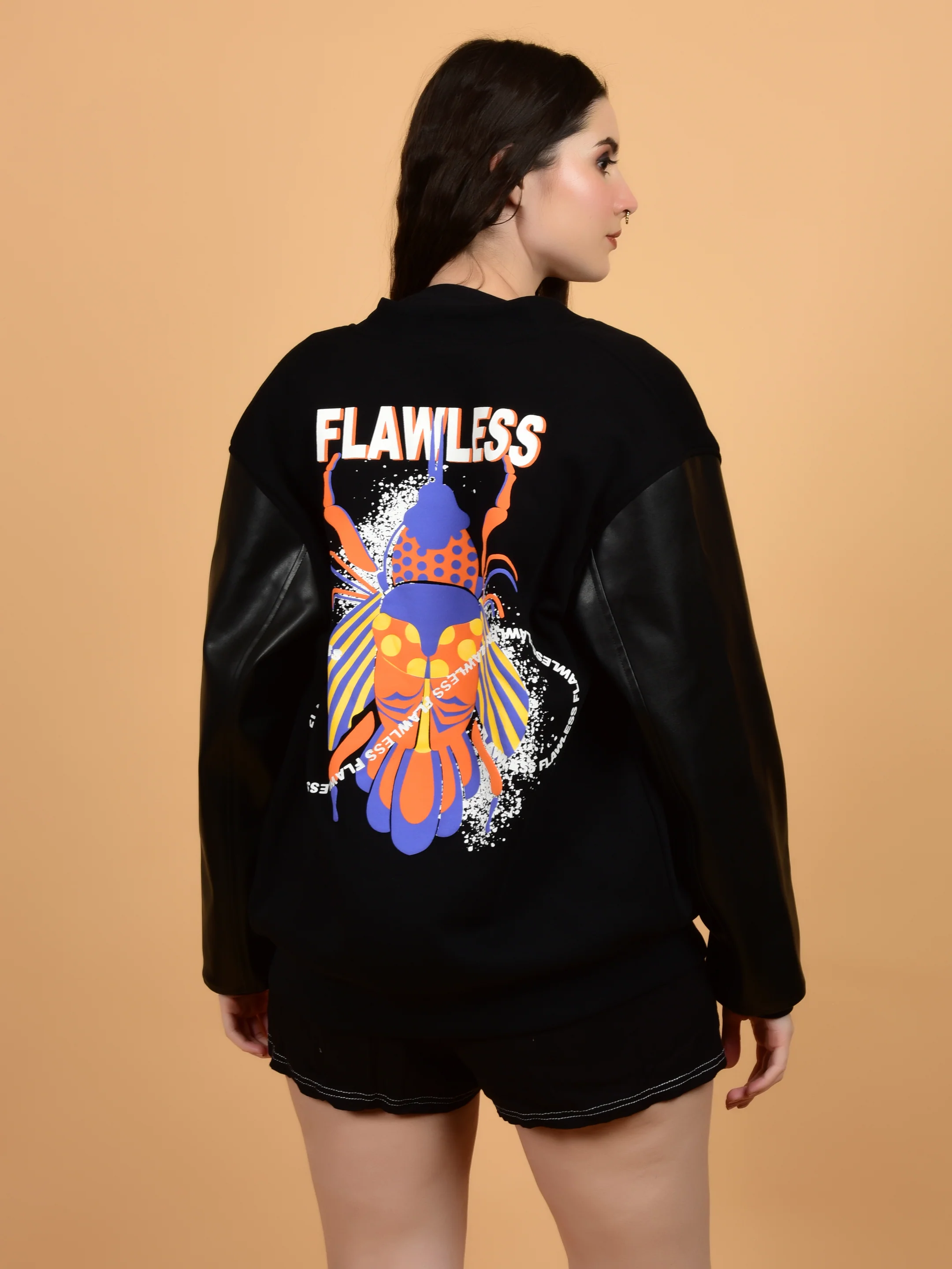 Flawless Women Black Printed Bomber Jacket - Image 5